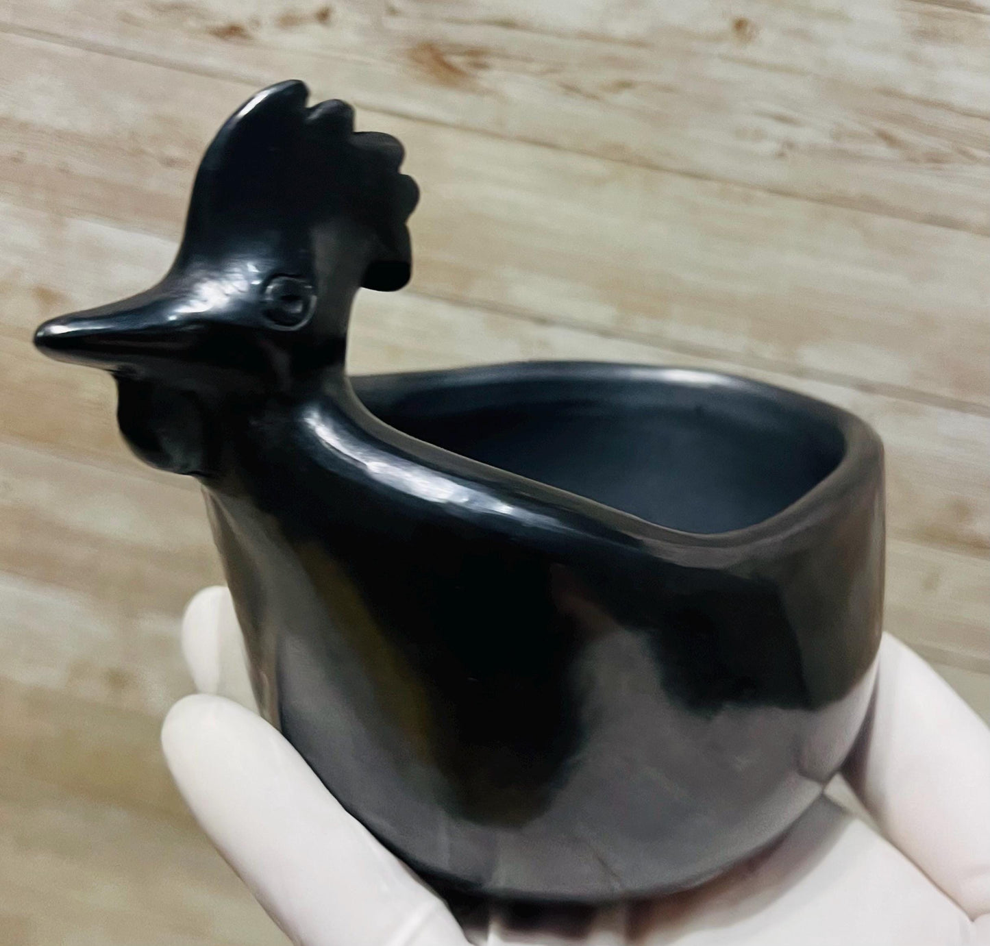 Black Oaxacan Mexican Clay Art Pottery Salsa Bowl with Spoon Salsero con Cuchara de Barro Negro Artesanal Hecho en Oaxaca
