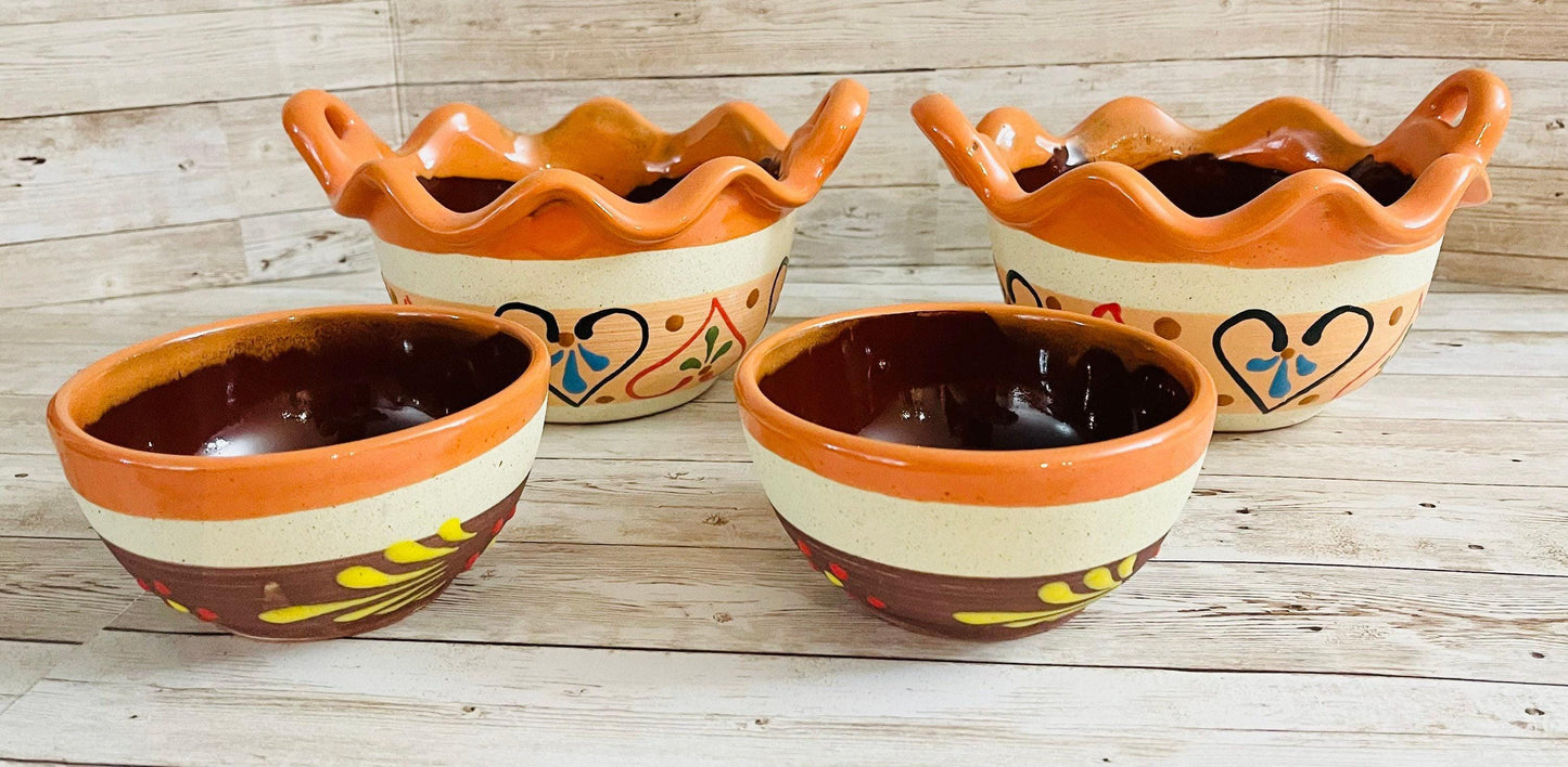 Terra Cota Mexican Soup Clay Bowls Platos Pozoleros de Barro Engove