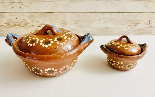 2x Mexican Casseroles 2x Cazuelas de Barro con Tapa