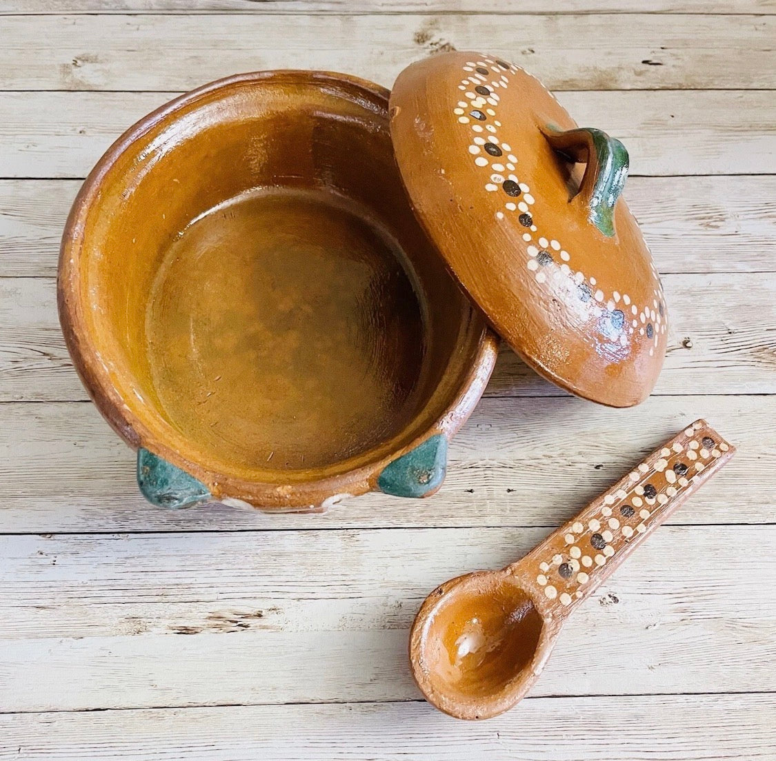 Terra Cotta Mexican Pottery Salsa Pig Bowl with or Without Spoon Salsero de Barro Mexicano con oh sin Cuchara de Barro