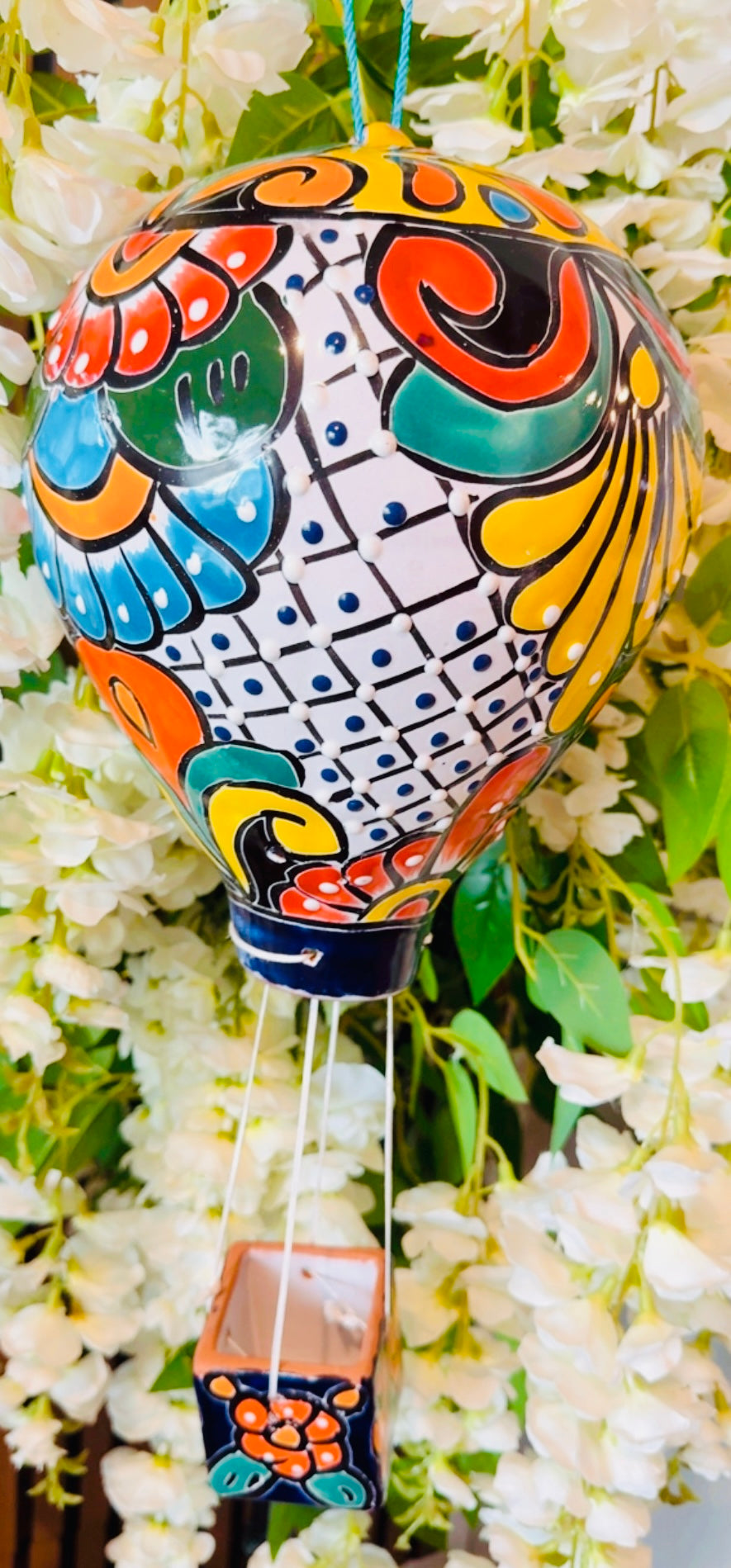 Mexican Talavera Hot Air Ballon Ceramic Hanging Decor Globo Aerostático Mexicano de Talavera Globo de Aire