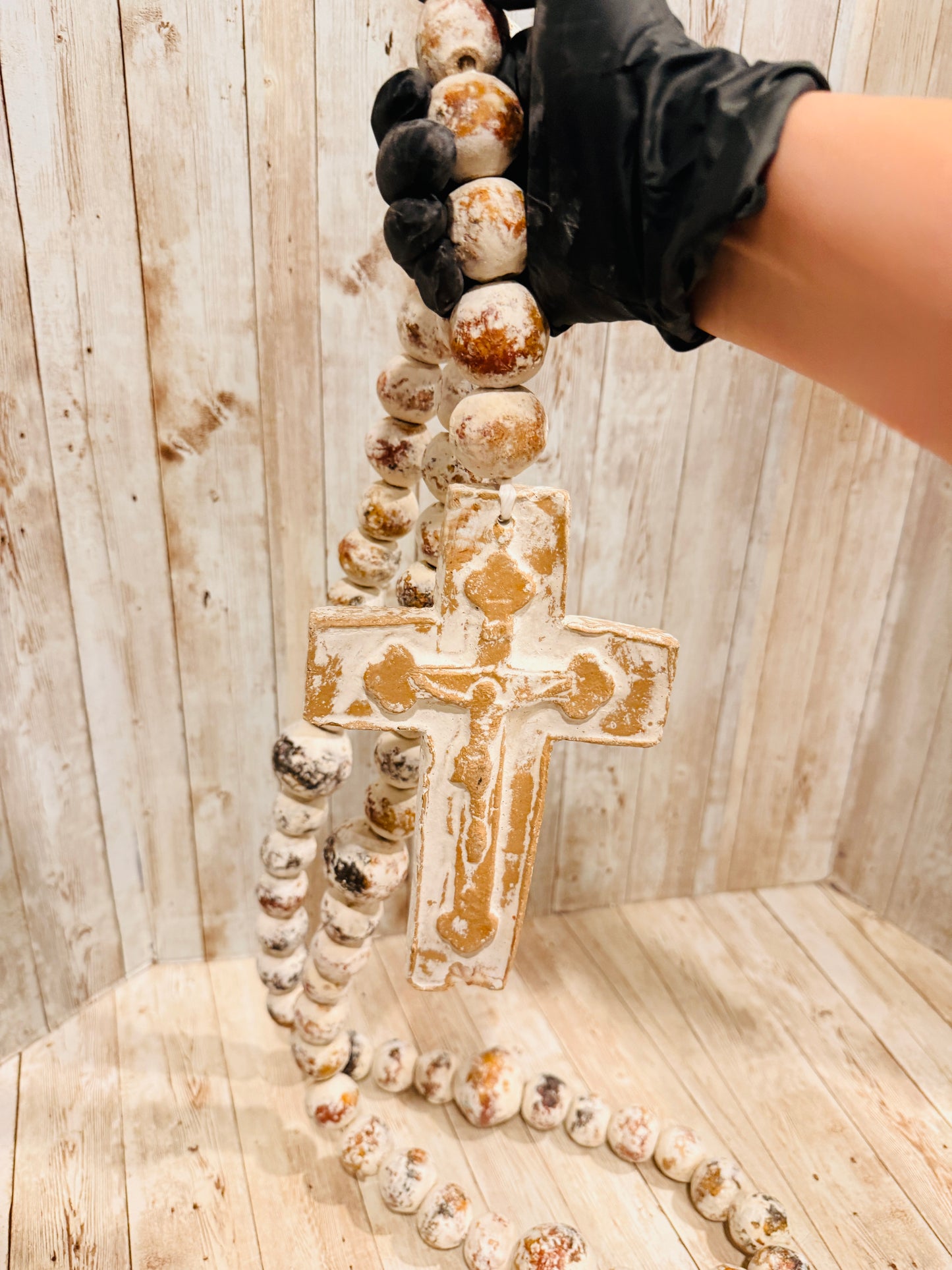 Mexican Large Ceramic Rosary Rustic Farmhouse Decor Rosario Mexicano Grande de Ceramica