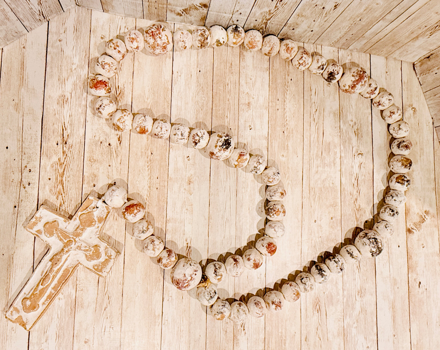 Mexican Large Ceramic Rosary Rustic Farmhouse Decor Rosario Mexicano Grande de Ceramica