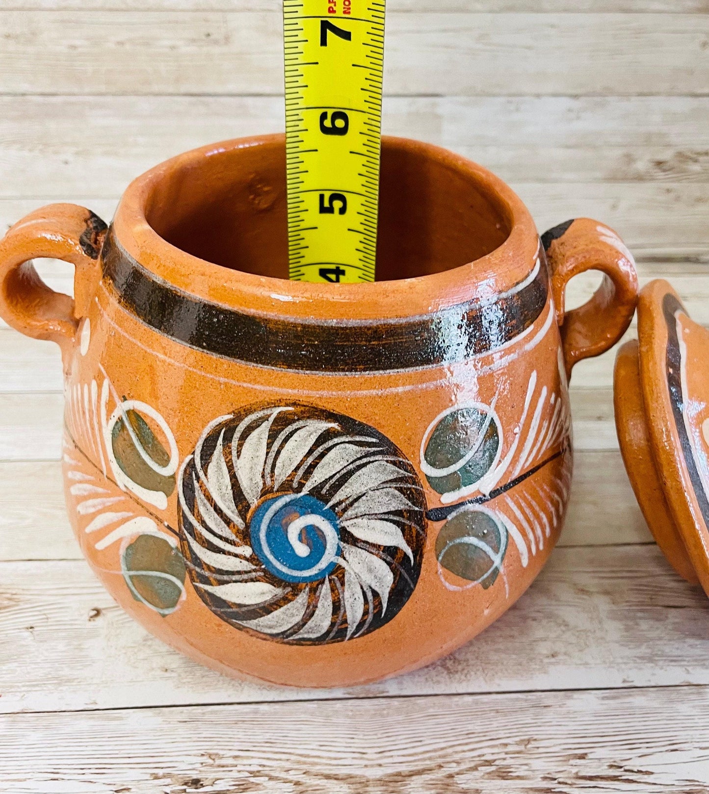 2 Liter Terra Cota Clay Pot for Beans Soups Olla Tonala de Barro para Caldos Frijoles Sopas 2 Litros