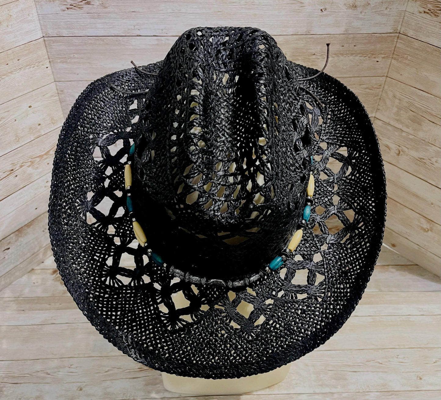 Black Cowboy Hat One Size Sombrero Negro Vaquero con Toquilla