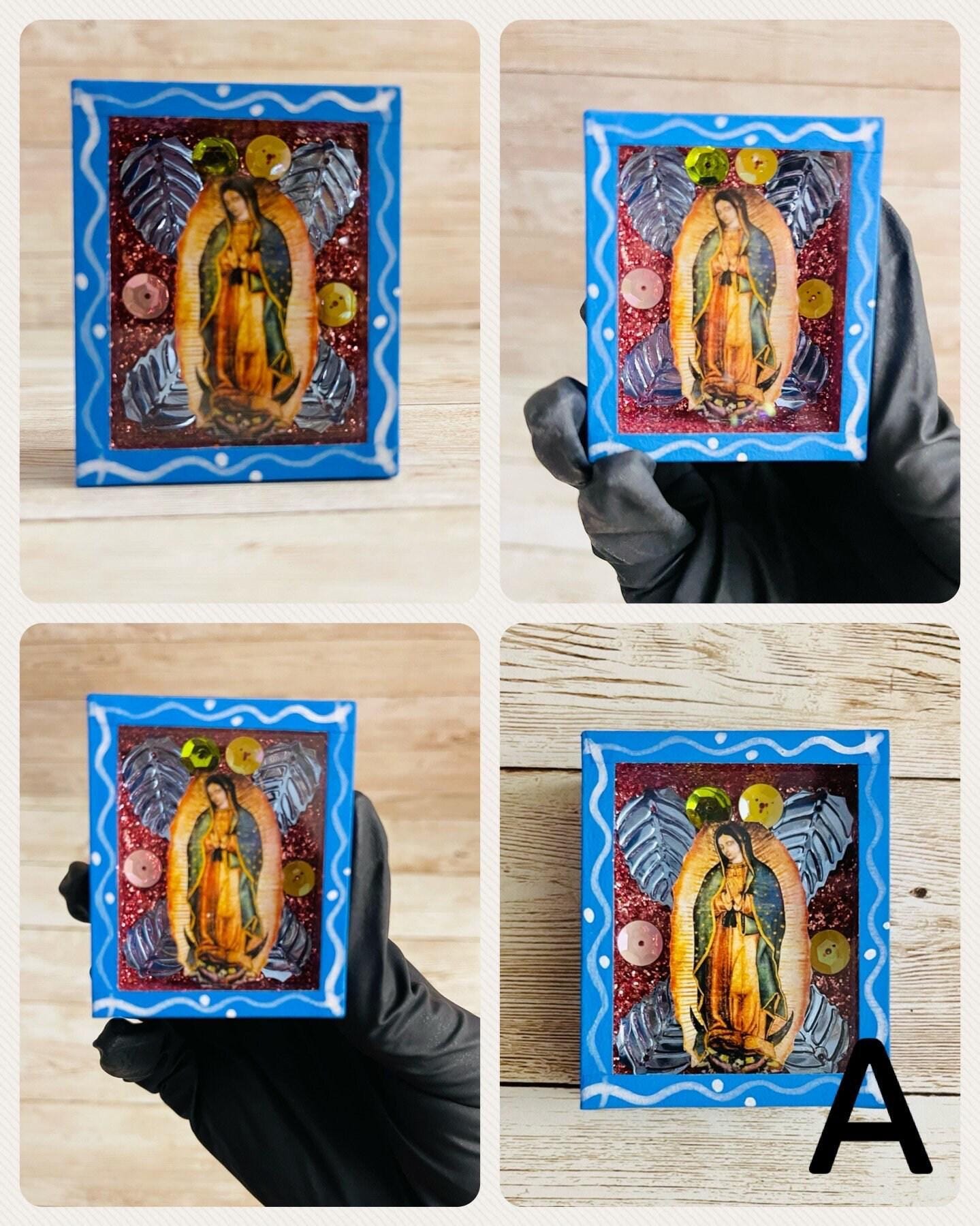 Nicho Mexicano Con Iman de La  Virgen Maria Virgin Mary Magnet Shadow Box Nicho