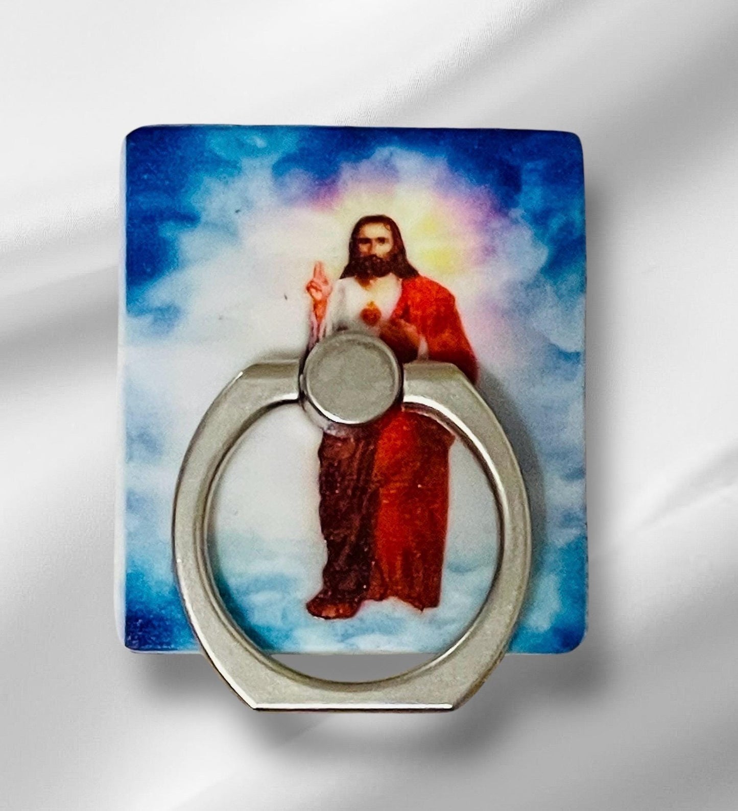 2x Phone Rings Grips Jesus on Cross Virgin Mary Virgin Mary with Baby Jesus 2x Arillos para Celular de Virgen Maria, Jesus en la Cruz,