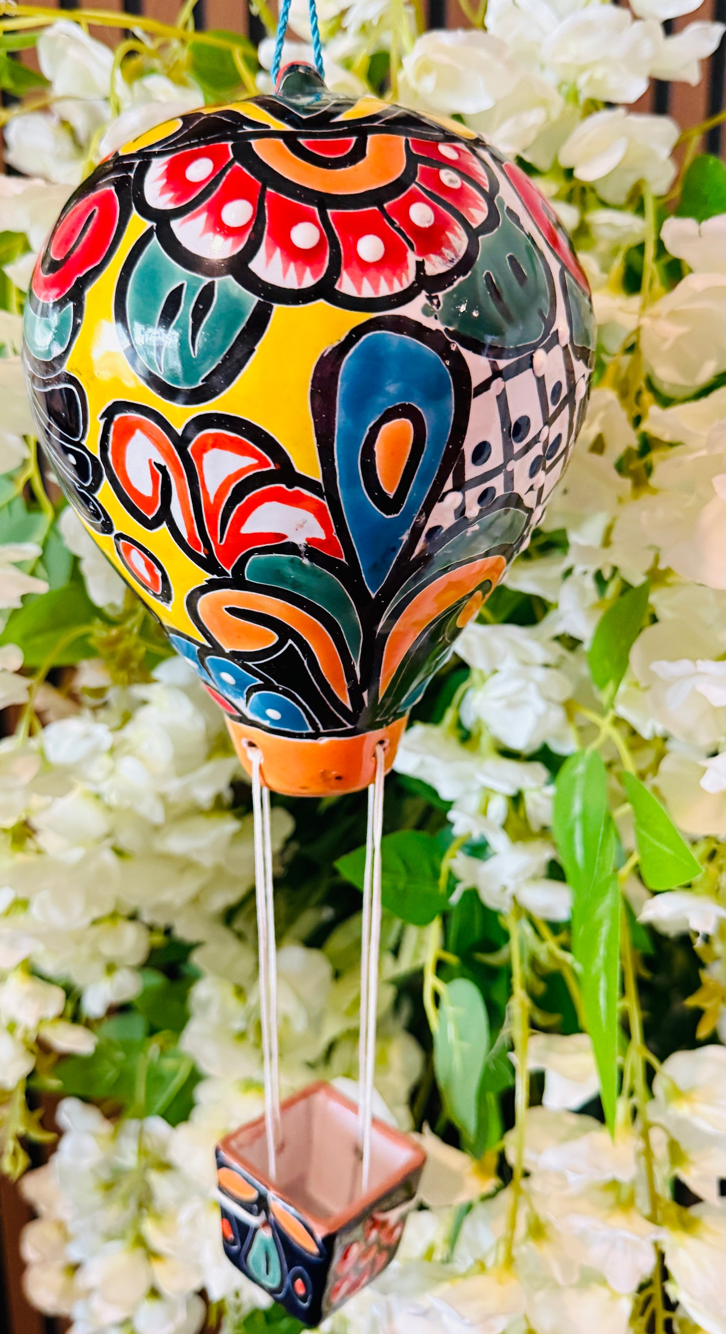 Mexican Talavera Hot Air Ballon Ceramic Hanging Decor Globo Aerostático Mexicano de Talavera Globo de Aire