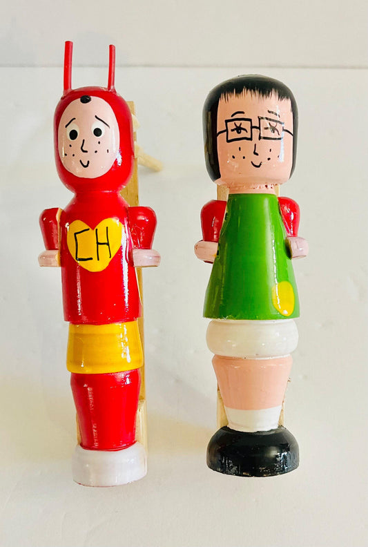 Matraca Mexicana de Chavo del Ocho y Chilindrina Mexican Wooden Noisemaker 5 inches