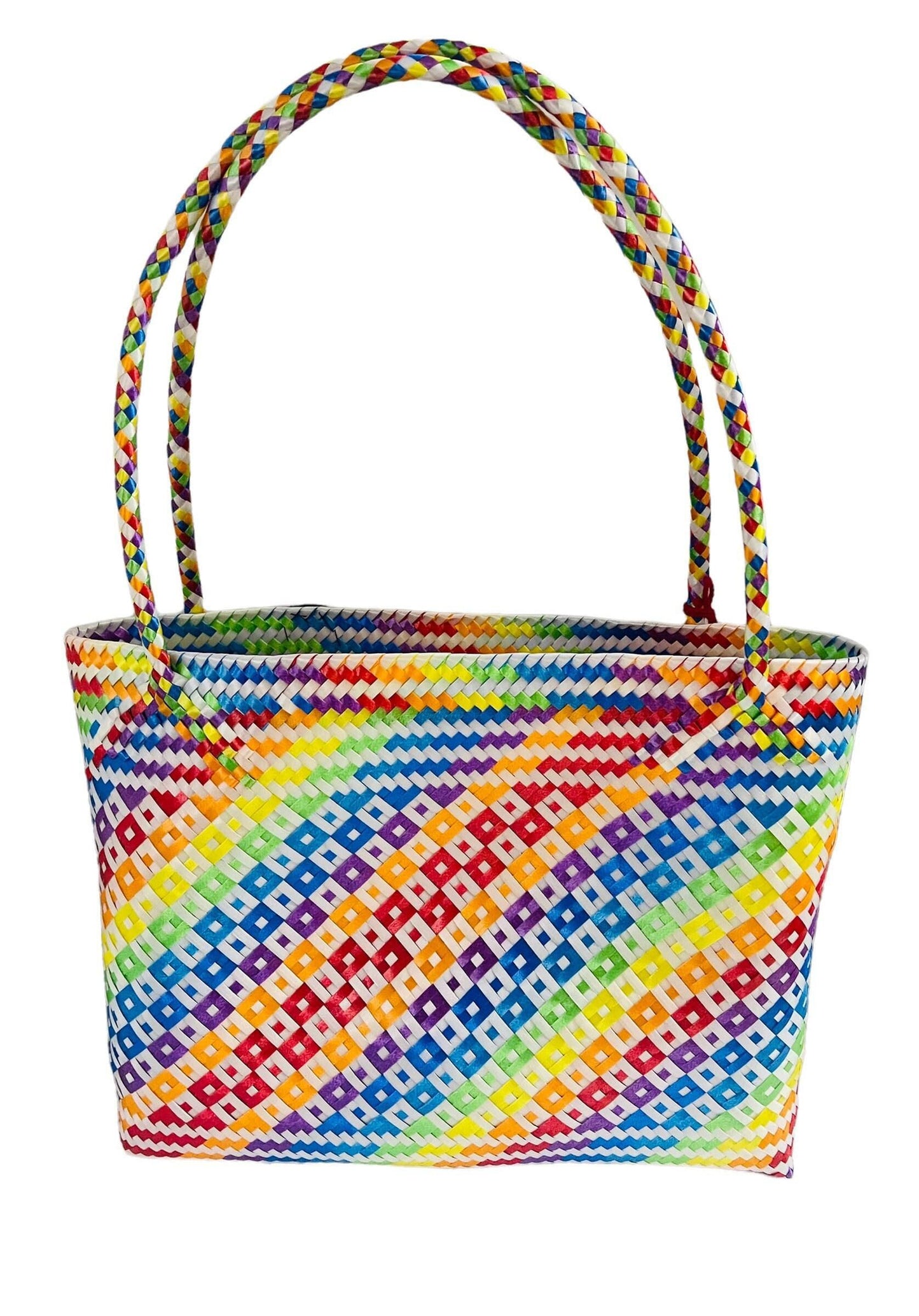 Hamsa Evil Eye Hand Woven Plastic Tote Bolsa Mexicana Artesenal Hamsa Mal De Ojo