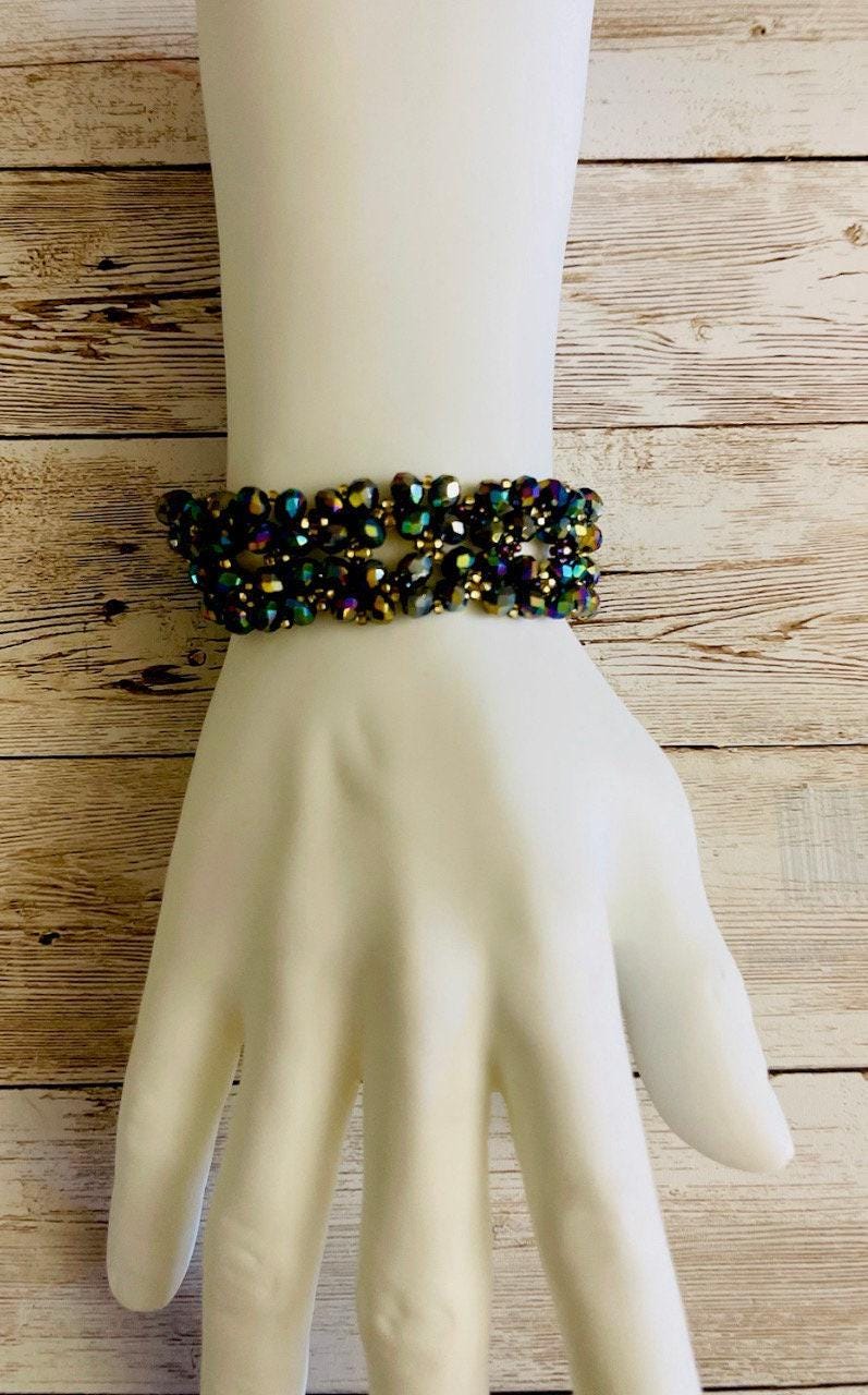 CHAQUIRA Huichol Mexican Bracelet Pulsera Chaquira Huichol Maya de Cristal