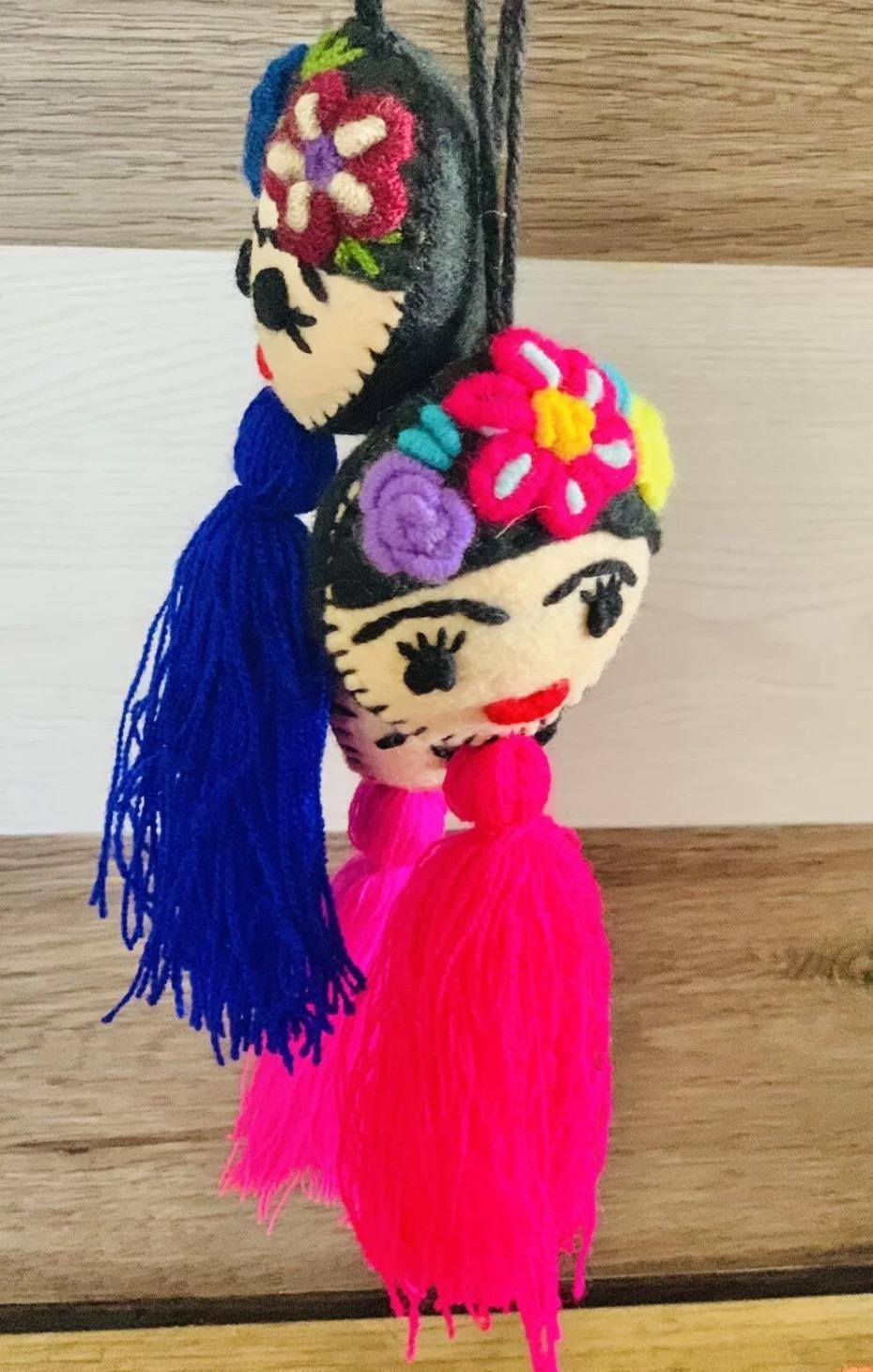 Lot of 12 Mexican Pompoms, Tassels Accessory Charms Keychains Bag Accessories 12 Pompones Artesanales Surtidos
