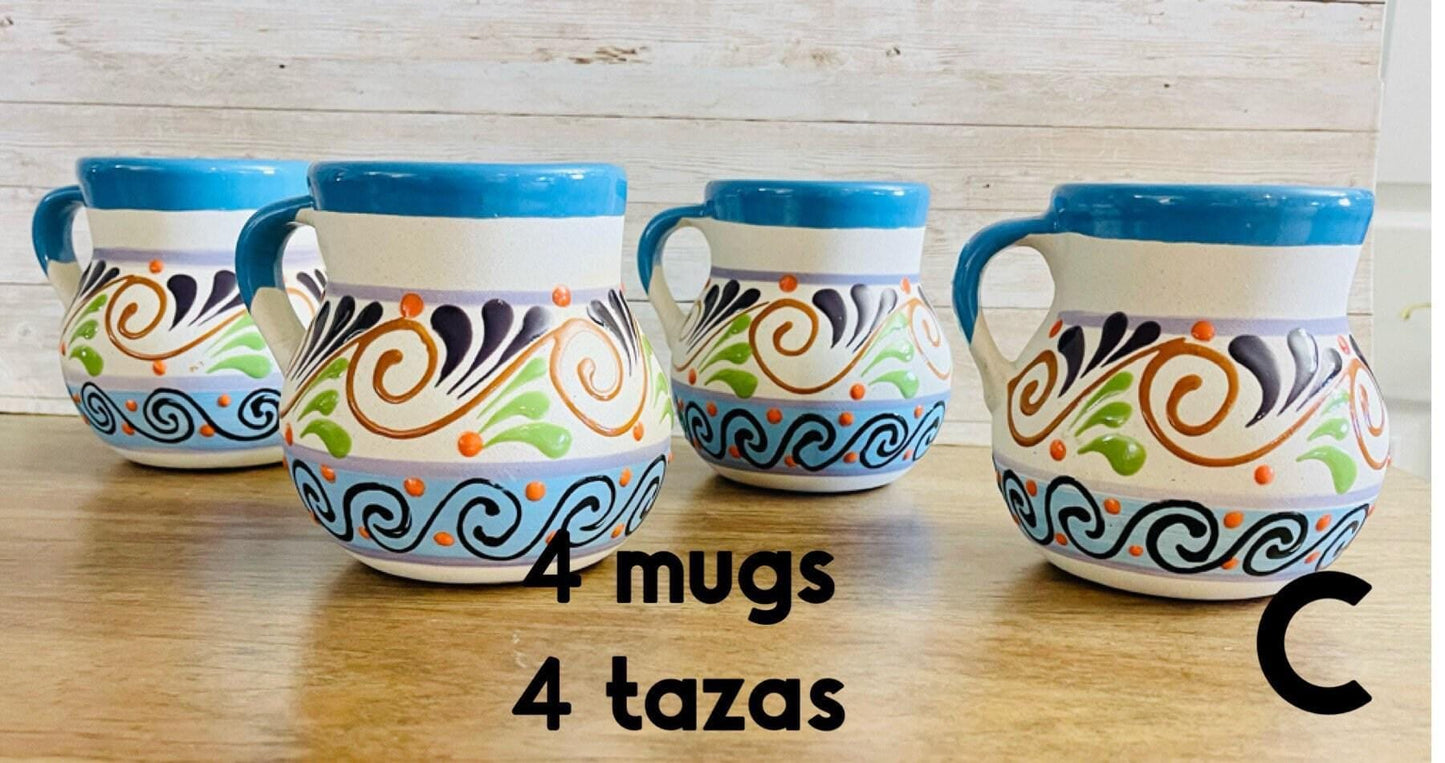 Mexican Jumbo Terracota Pottery Mugs Tazas de Barro Grandes Artesanales Engove