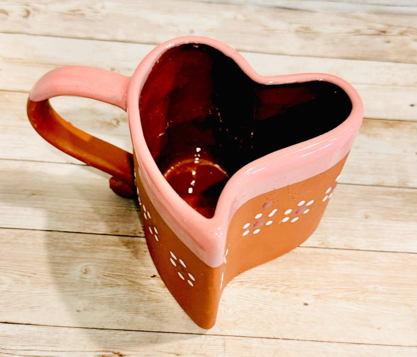 Tazas Forma Corazon de Barro Mexicano Mexican Terracota Heart Shaped Mugs