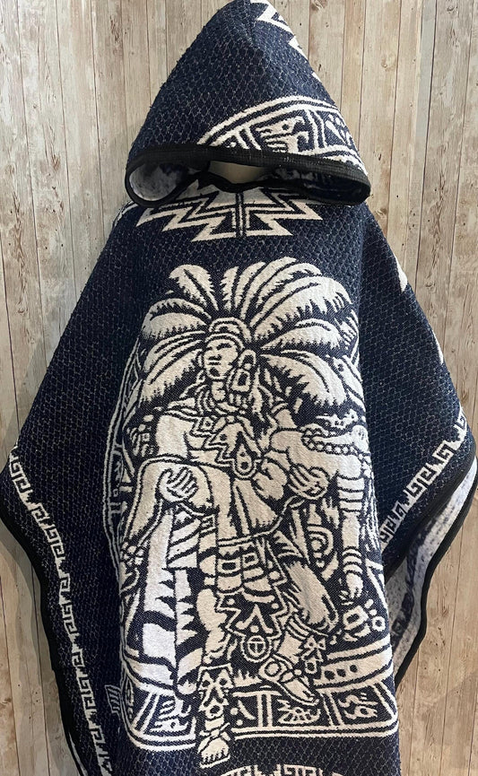 Mexican Poncho Aztec Calendar Poncho Gavan Calendario Azteca con Amor Eterno