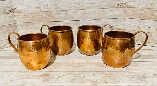 4x Mexican Copper Cups 4 Vasos de Cobre Mexicano