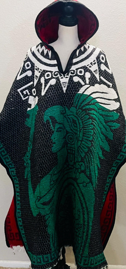 Mexican Poncho Aztec Calendar Poncho Gavan Calendario Azteca con Amor Eterno
