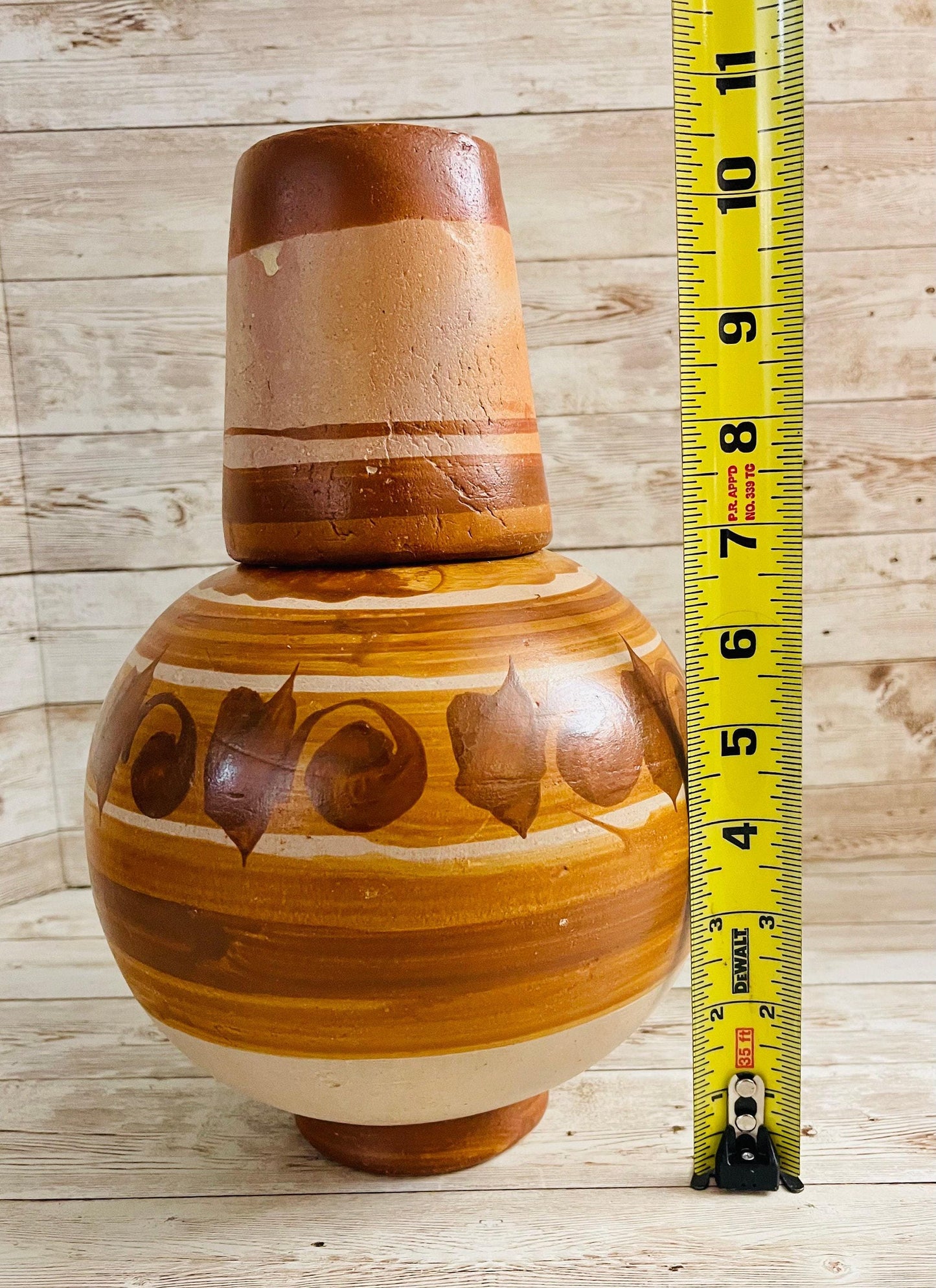 Mexican Clay WaterJug & Cup Botellón Garrafón de Barro Mexicano