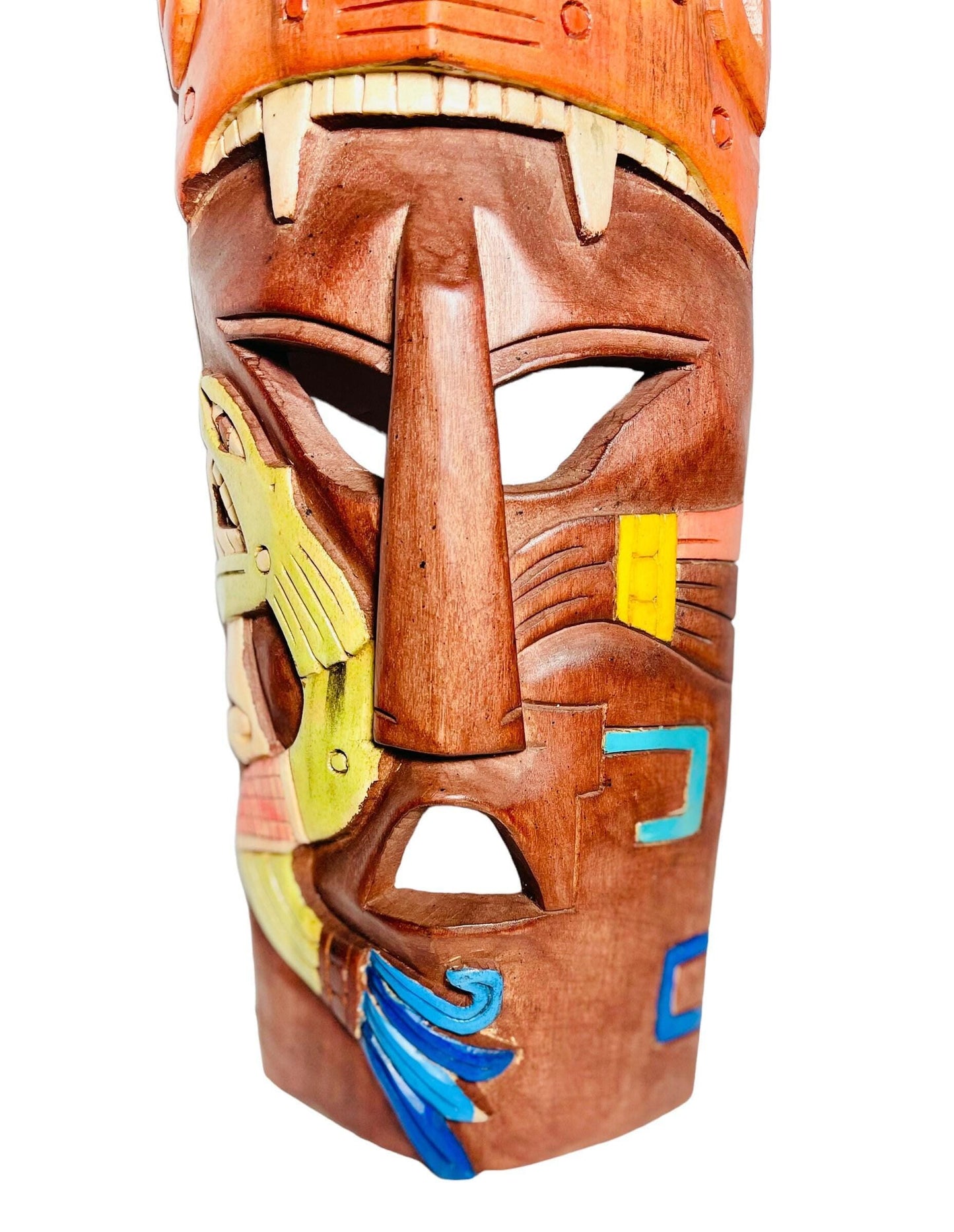Prehistoric Wooden Mask Mayan Culture Hand Carved Mexican Wall Art Artesanias Mexicana Mascara Maya De Madera