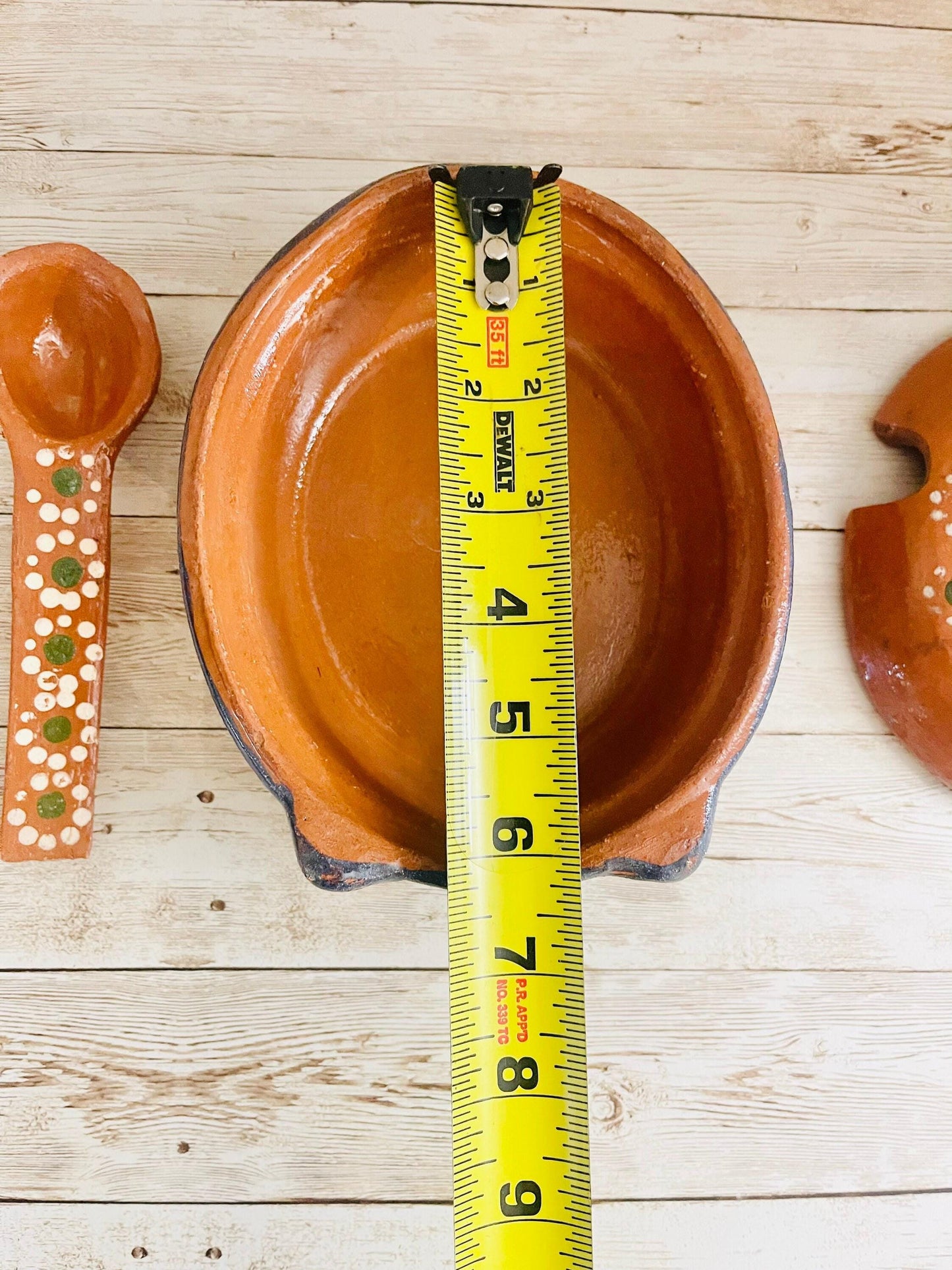 Terra Cotta Mexican Pottery Salsa Pig Bowl with Spoon Salsera de Barro Mexicana de Marranito con Cuchara