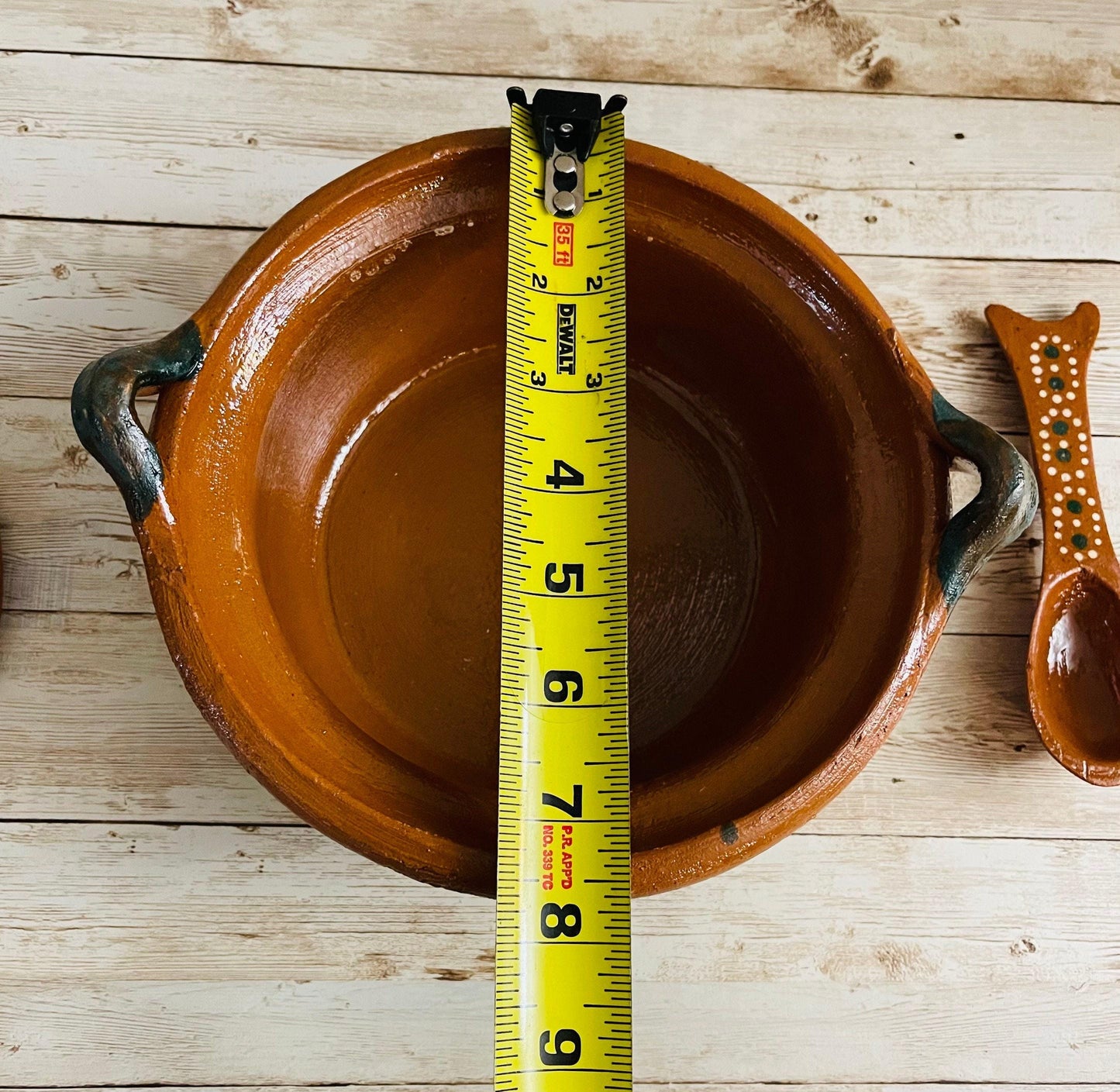 Mexican Casserole with Lid and Spoon Cazuela de Barro con Tapa y Cuchara
