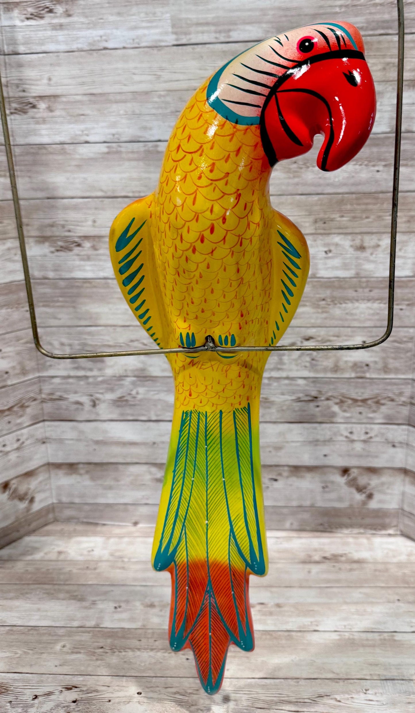 Hanging Exotic Bird in Ring Mexican Pottery Ceramic Pajaro De Cerámica