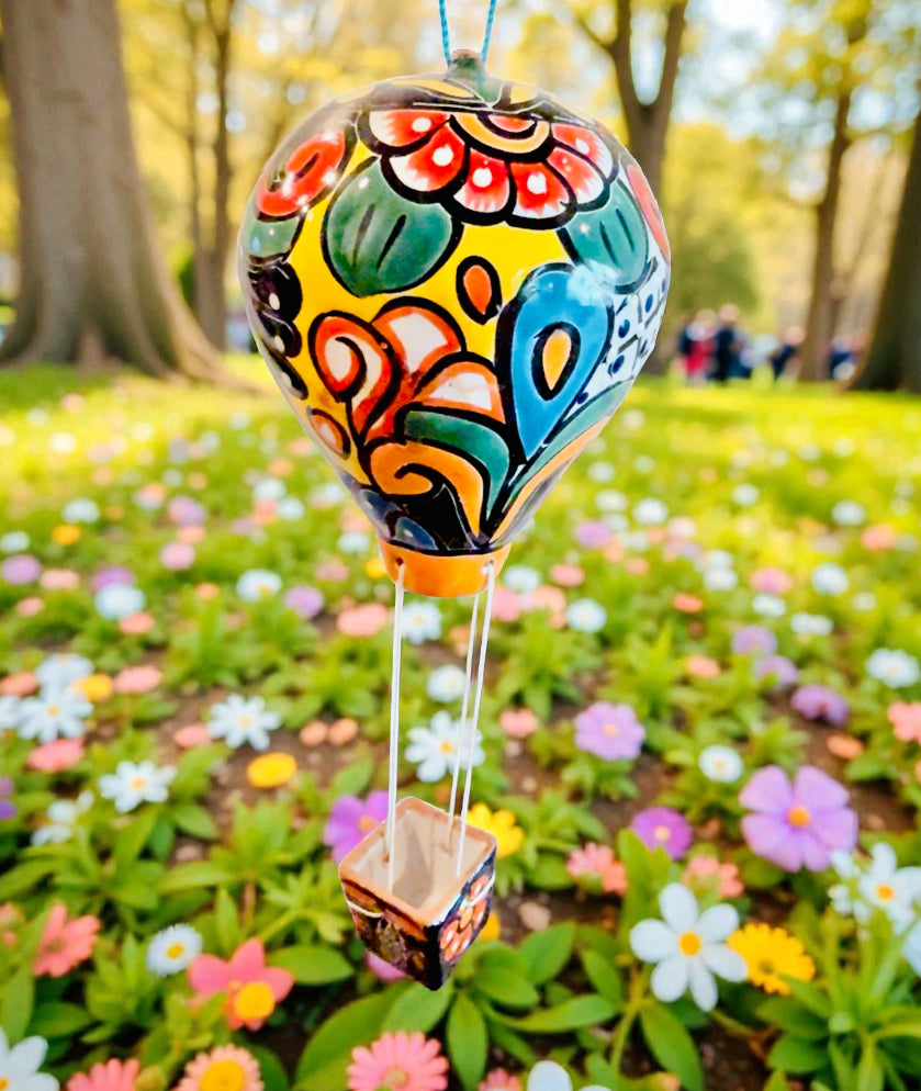 Mexican Talavera Hot Air Ballon Ceramic Hanging Decor Globo Aerostático Mexicano de Talavera Globo de Aire