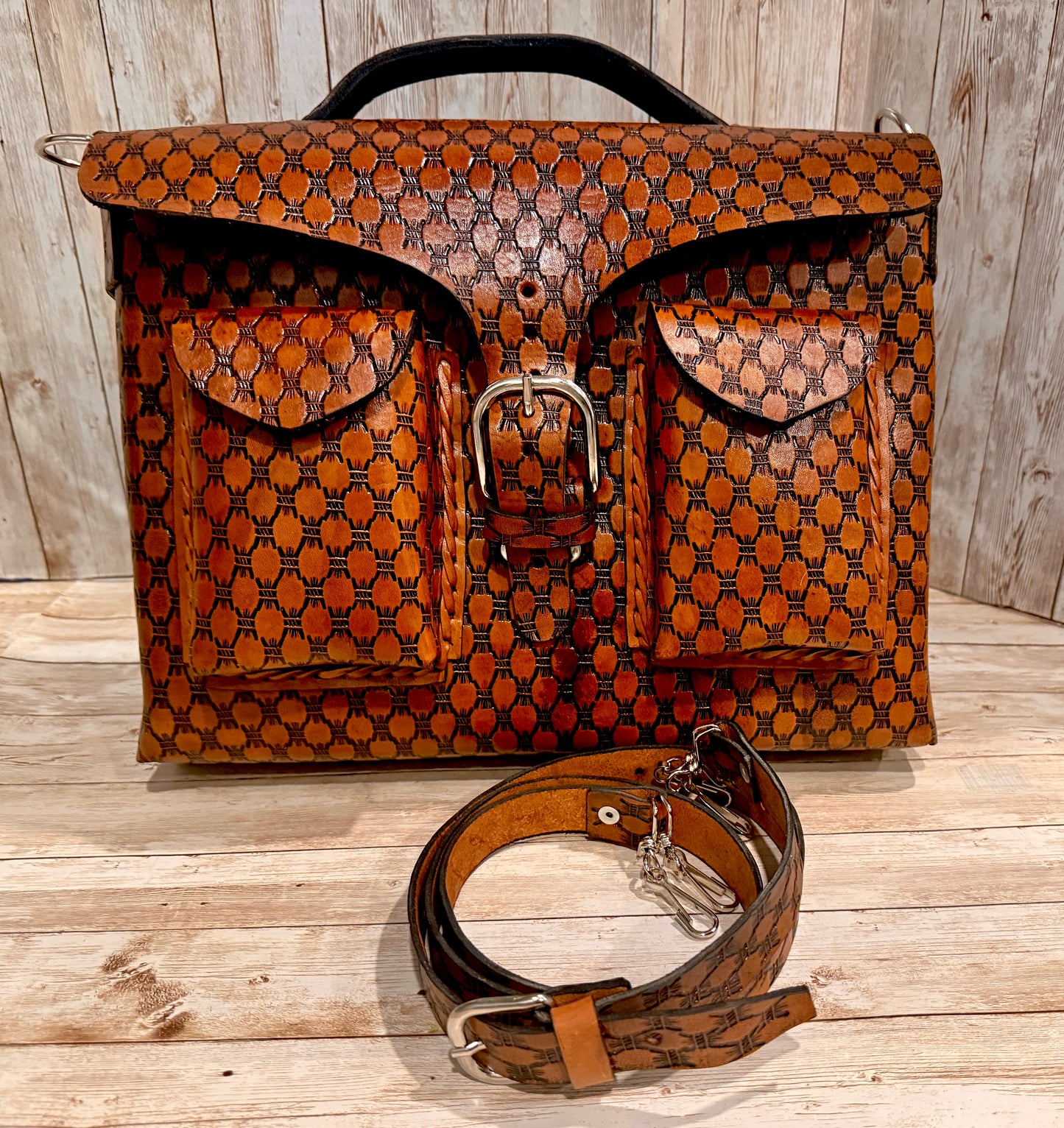 Unisex Leather Handmade Portfolio Leather Business Briefcase Mexican Artesanal Satchel Portafolio Artesanal de Piel de Cuero Amartillado