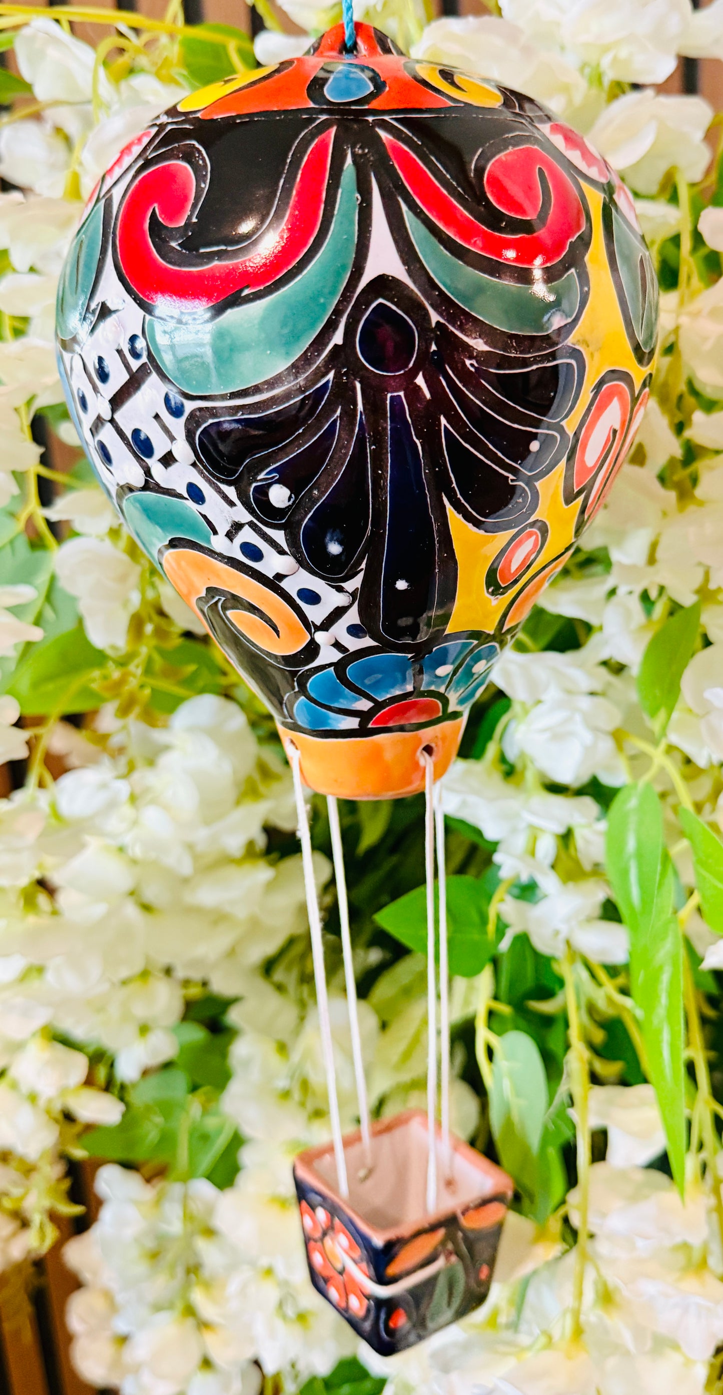 Mexican Talavera Hot Air Ballon Ceramic Hanging Decor Globo Aerostático Mexicano de Talavera Globo de Aire