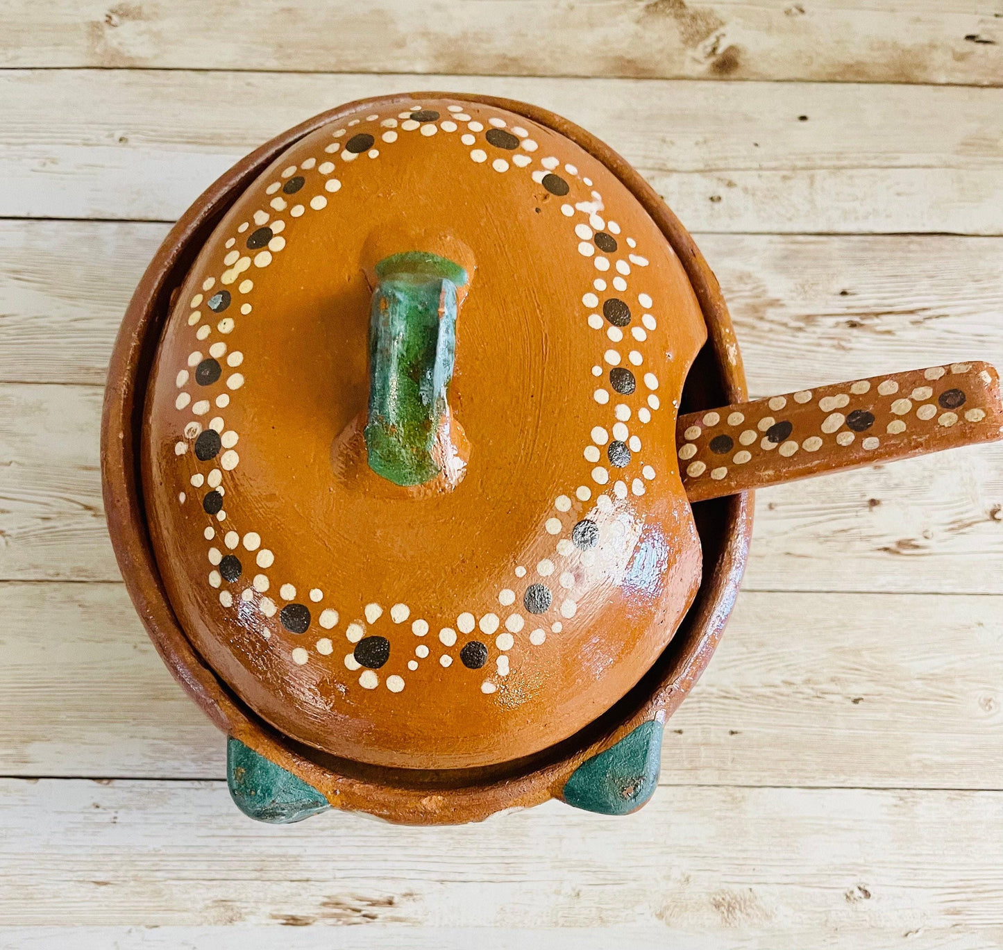 Terra Cotta Mexican Pottery Salsa Pig Bowl with Spoon and Lid  Salsera de Barro Mexicana de Marranito con Cuchara y Tapa