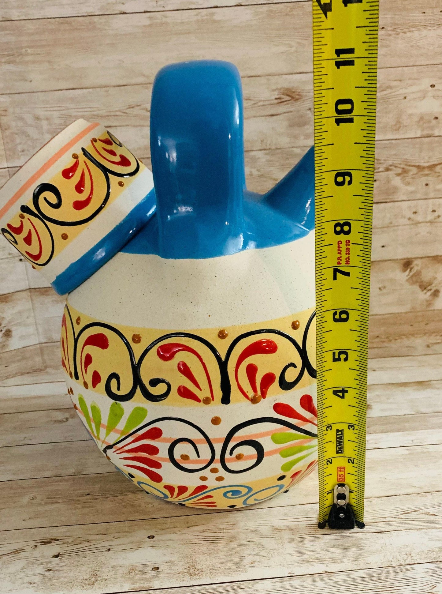 Terra Cotta Mexican Art Water Jug with Cup Garrafon de Barron Artesanal Mexicana con Vaso