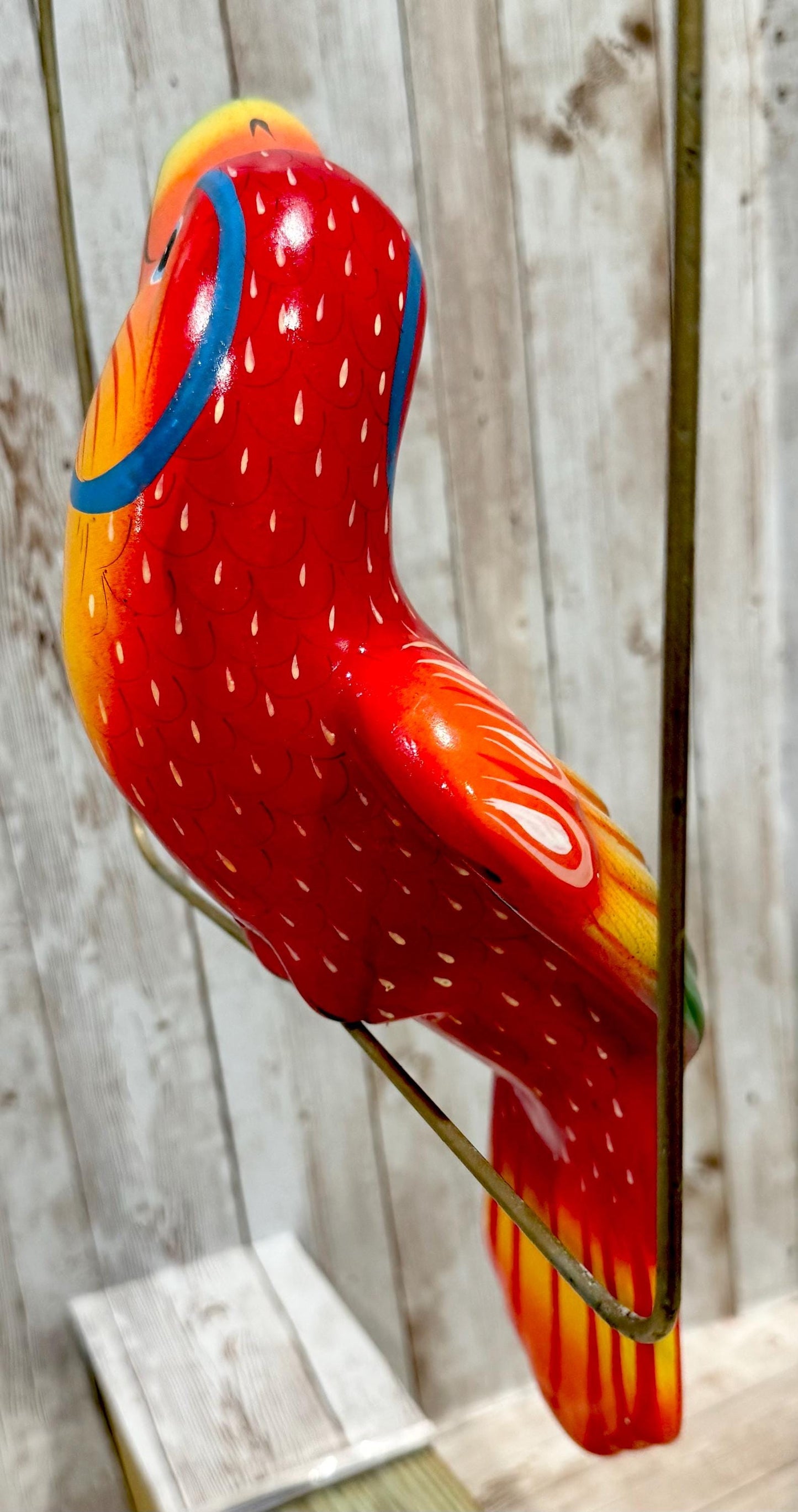 Hanging Exotic Bird in Ring Mexican Pottery Ceramic Pajaro De Cerámica