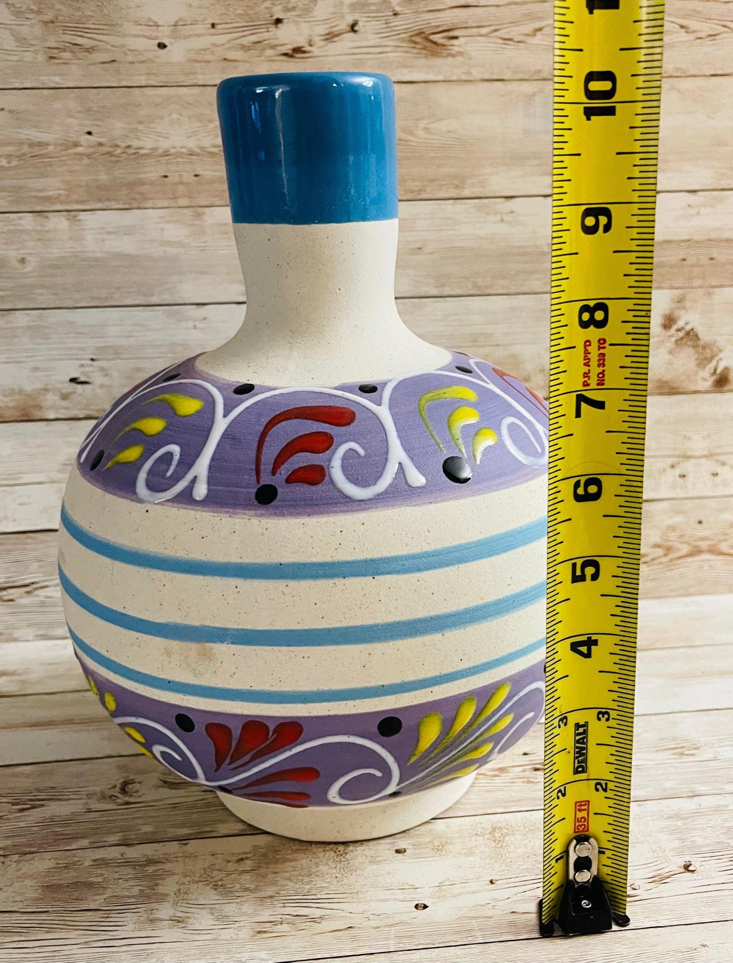 Terra Cotta Mexican Art Water Jug with Cup Garrafon de Barron Artesanal Mexicana con Vaso