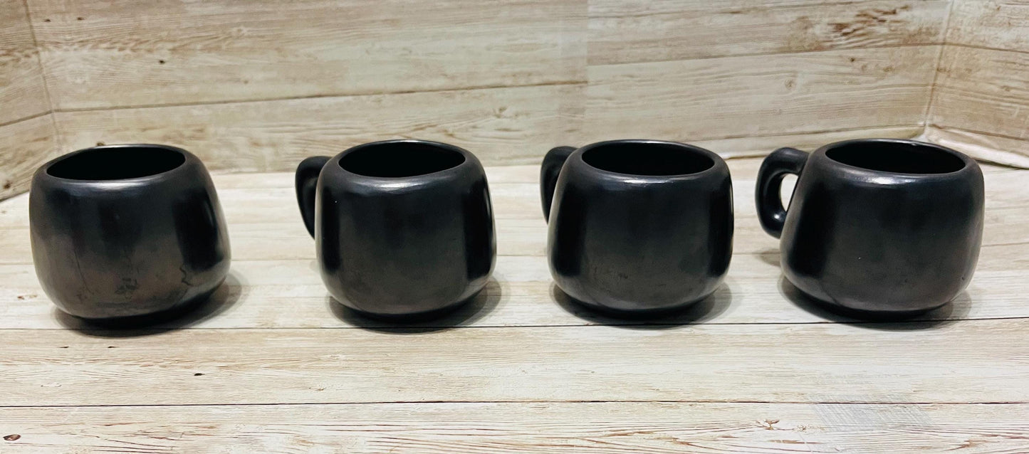 Black Oaxacan Mexican Art Pottery Capuccino Expresso Coffee Tea Mugs Tazas de Barro Negro Artesanal Mexicano Hechas en Oaxaca