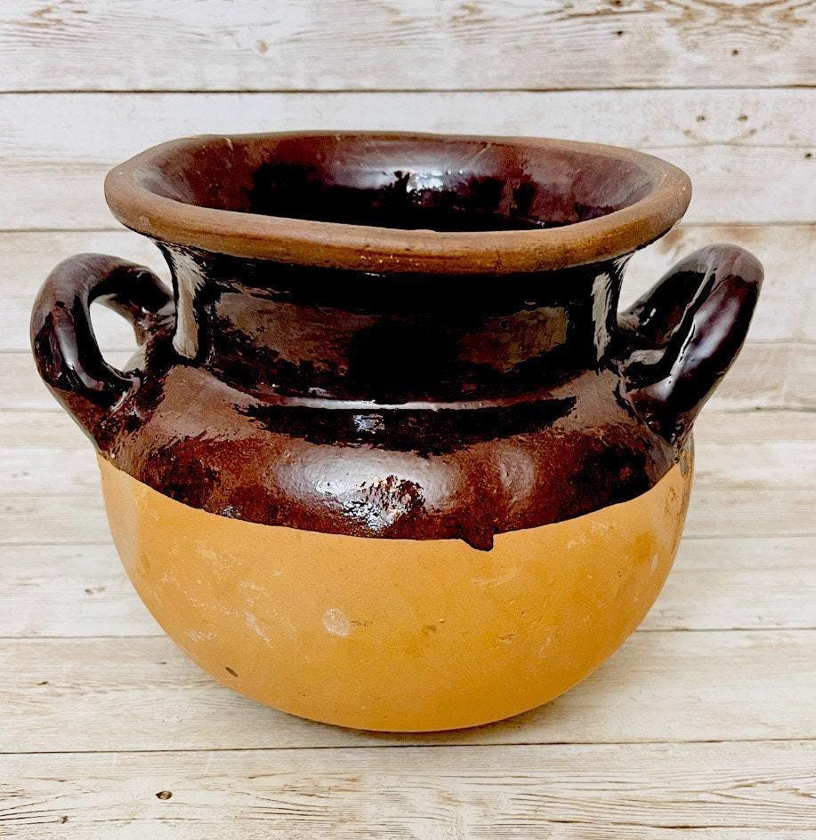 Olla de Barro Vidriado Chocolatera oh FrijoleraTerra Cota Bean Hot Chocolote Pot 6 Inches Tall