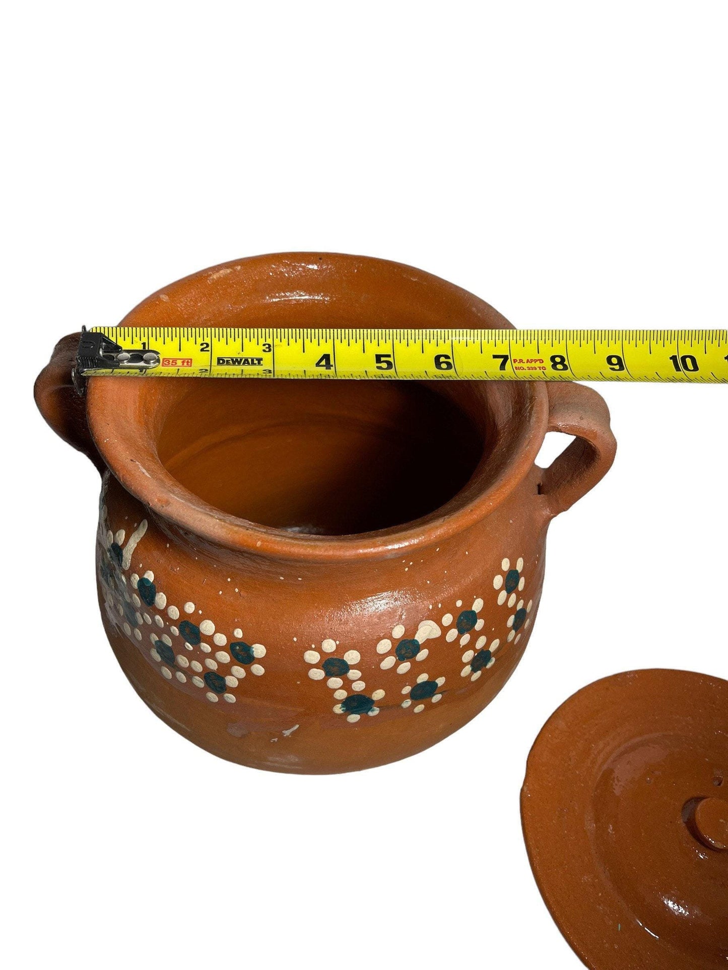 Olla de Barro Decorada con Tapa Clay Pot with lid Fits Up To 2 Kg Terracota Pot