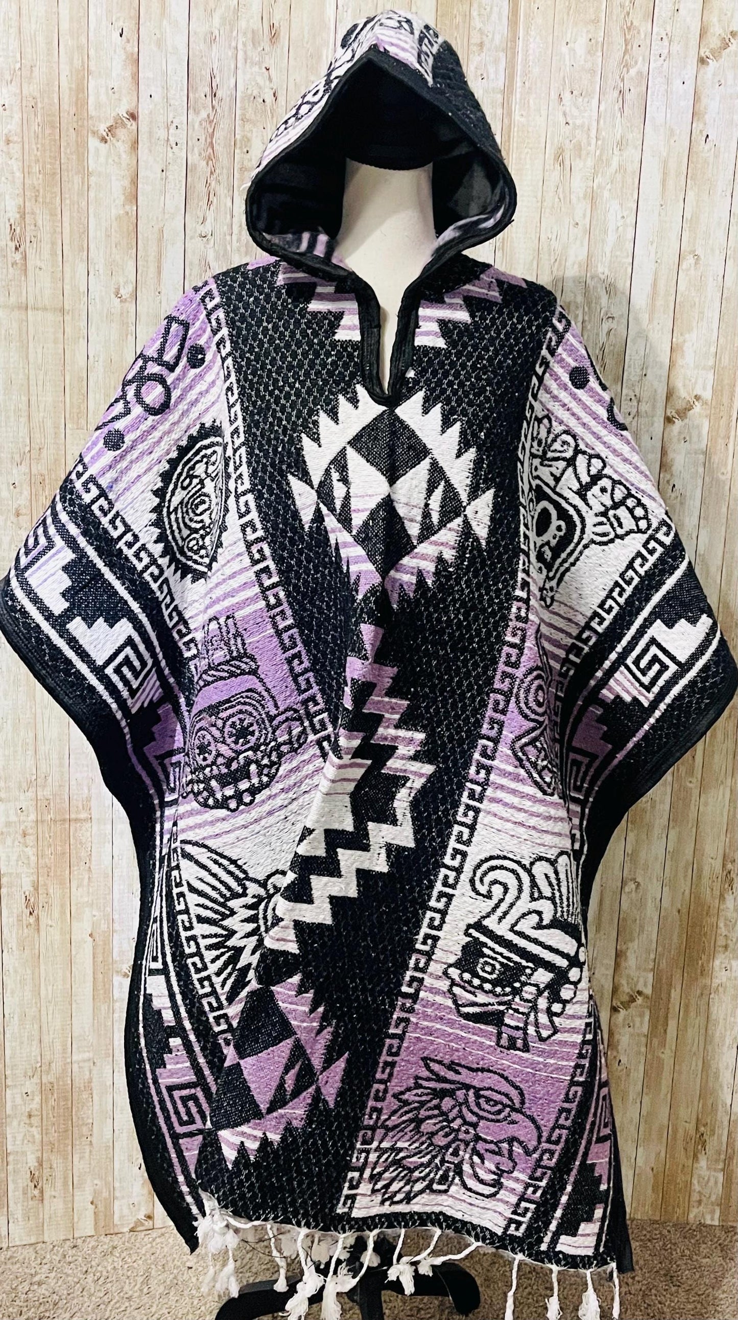 Mexican Greek Aztec Calendar Double Sided Poncho Poncho Mexicano Doble Vista Calendario Azteca Greco