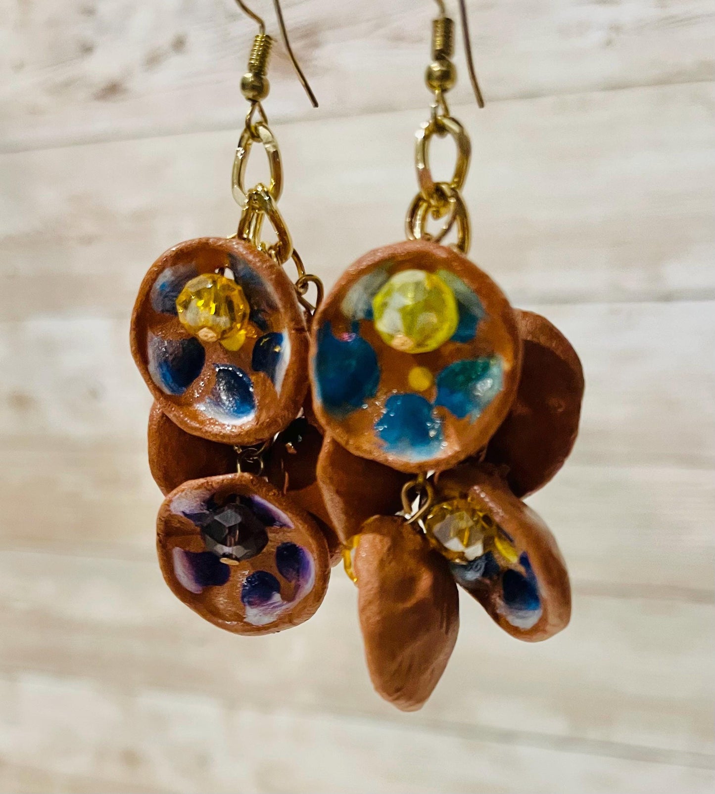 Mexican Artesanal Mini Clay Plate Earrings Aretes Artesanales Mexicanos de Platitos de Barro