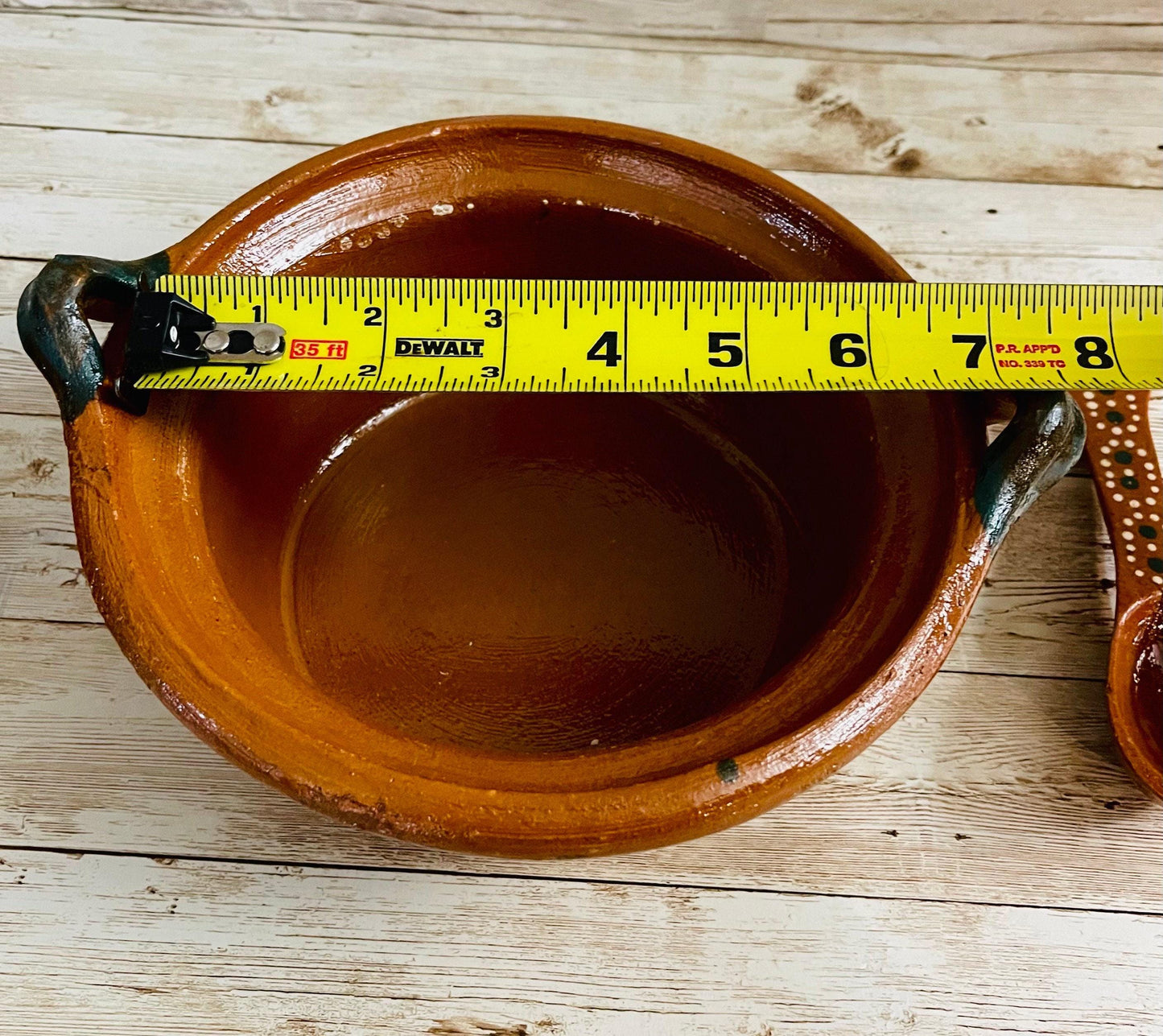Mexican Casserole with Lid and Spoon Cazuela de Barro con Tapa y Cuchara