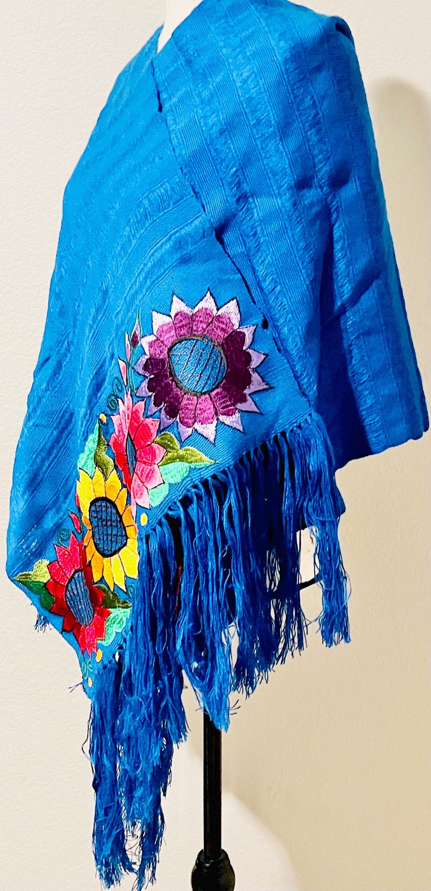 Mexican Embroidered Shawl Wrap Cover Reboso Mexicano Bordado