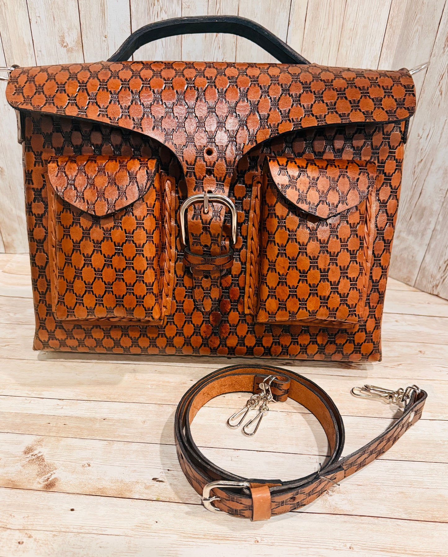 Unisex Leather Handmade Portfolio Leather Business Briefcase Mexican Artesanal Satchel Portafolio Artesanal de Piel de Cuero Amartillado