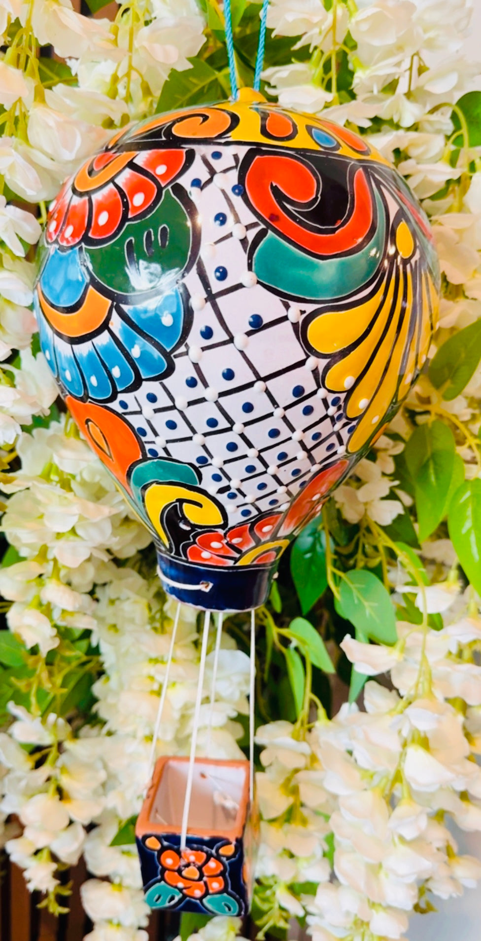 Mexican Talavera Hot Air Ballon Ceramic Hanging Decor Globo Aerostático Mexicano de Talavera Globo de Aire
