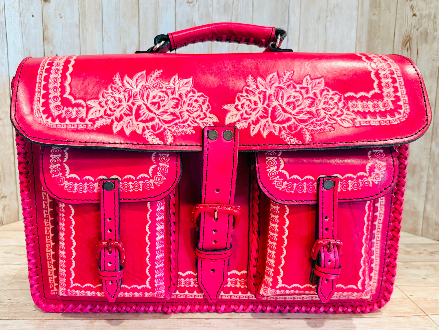 Unisex Leather Handmade Portfolio Leather Business Briefcase Mexican Artesanal Satchel Portafolio Artesanal de Piel de Cuero Amartillado