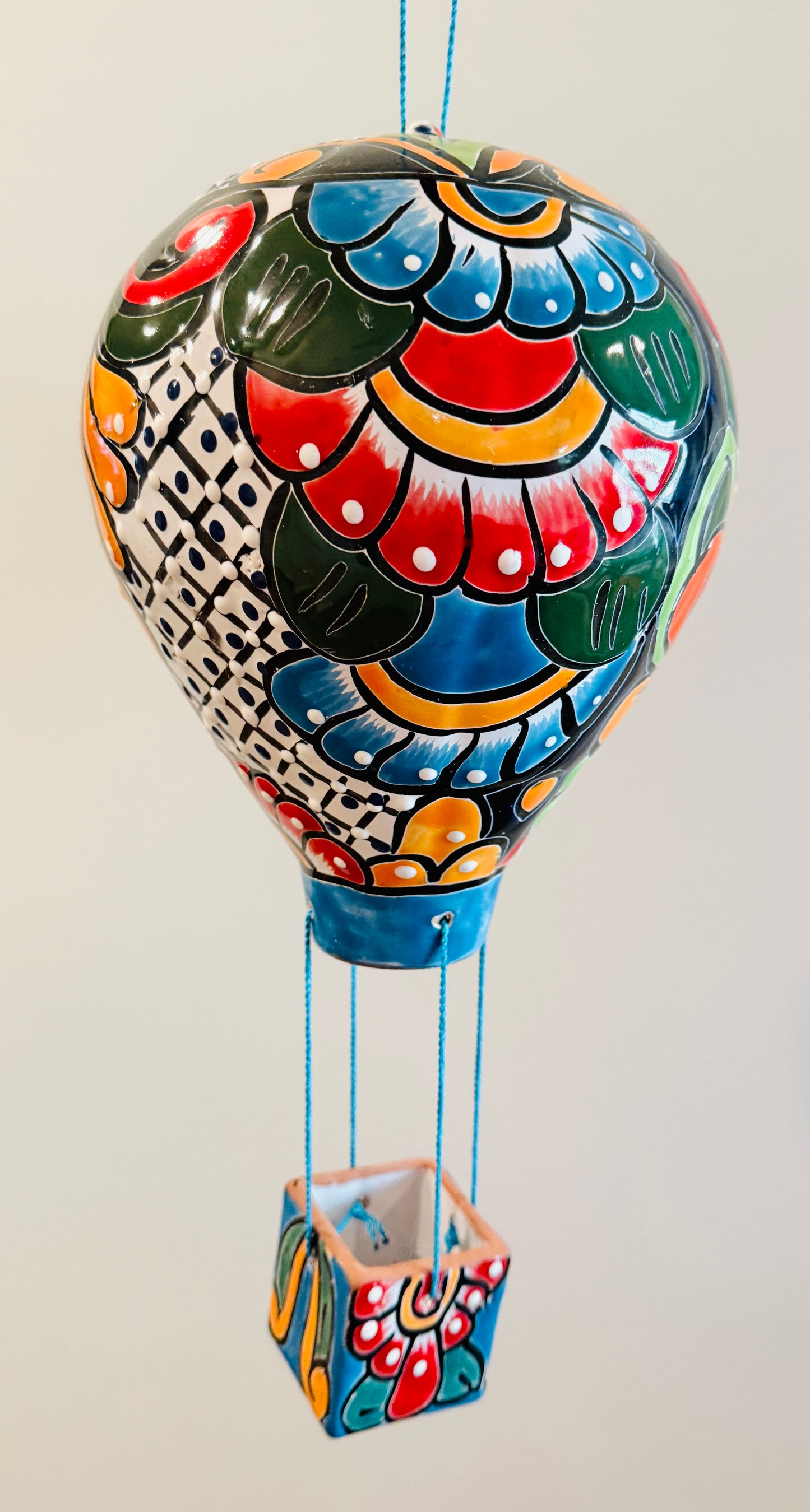 Mexican Talavera Hot Air Ballon Ceramic Hanging Decor Globo Aerostático Mexicano de Talavera Globo de Aire