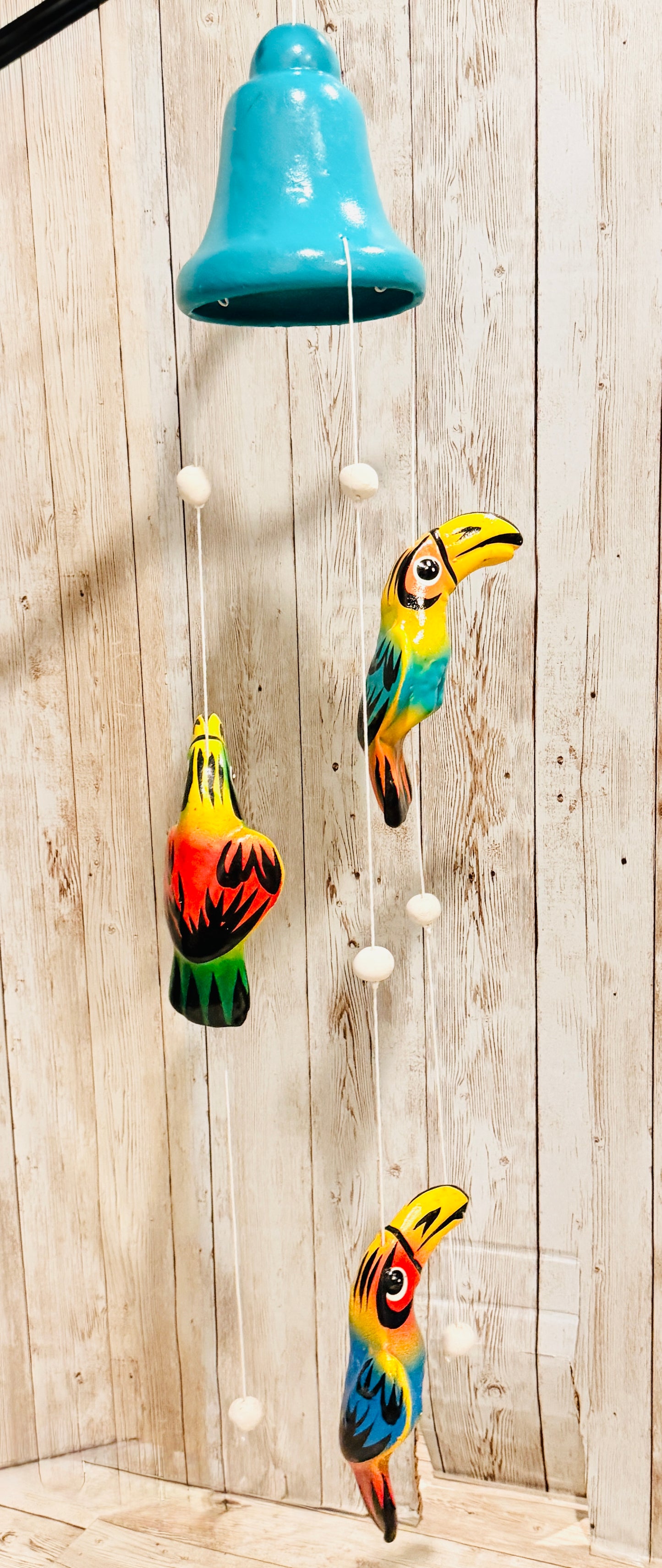 Mexican Ceramic Toucans Wind Chime Campana de Viento Mexicana de Tucanes