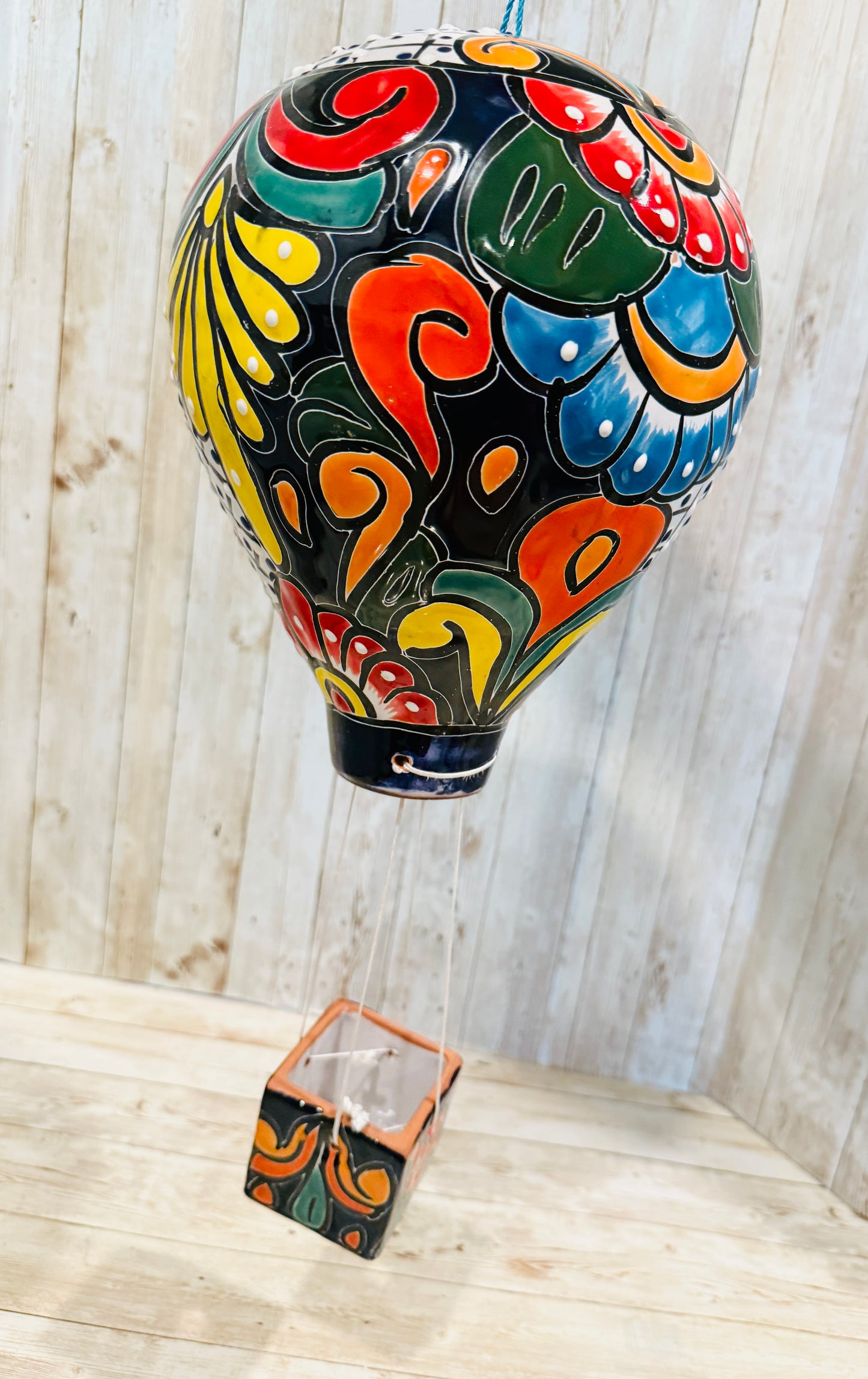 Mexican Talavera Hot Air Ballon Ceramic Hanging Decor Globo Aerostático Mexicano de Talavera Globo de Aire