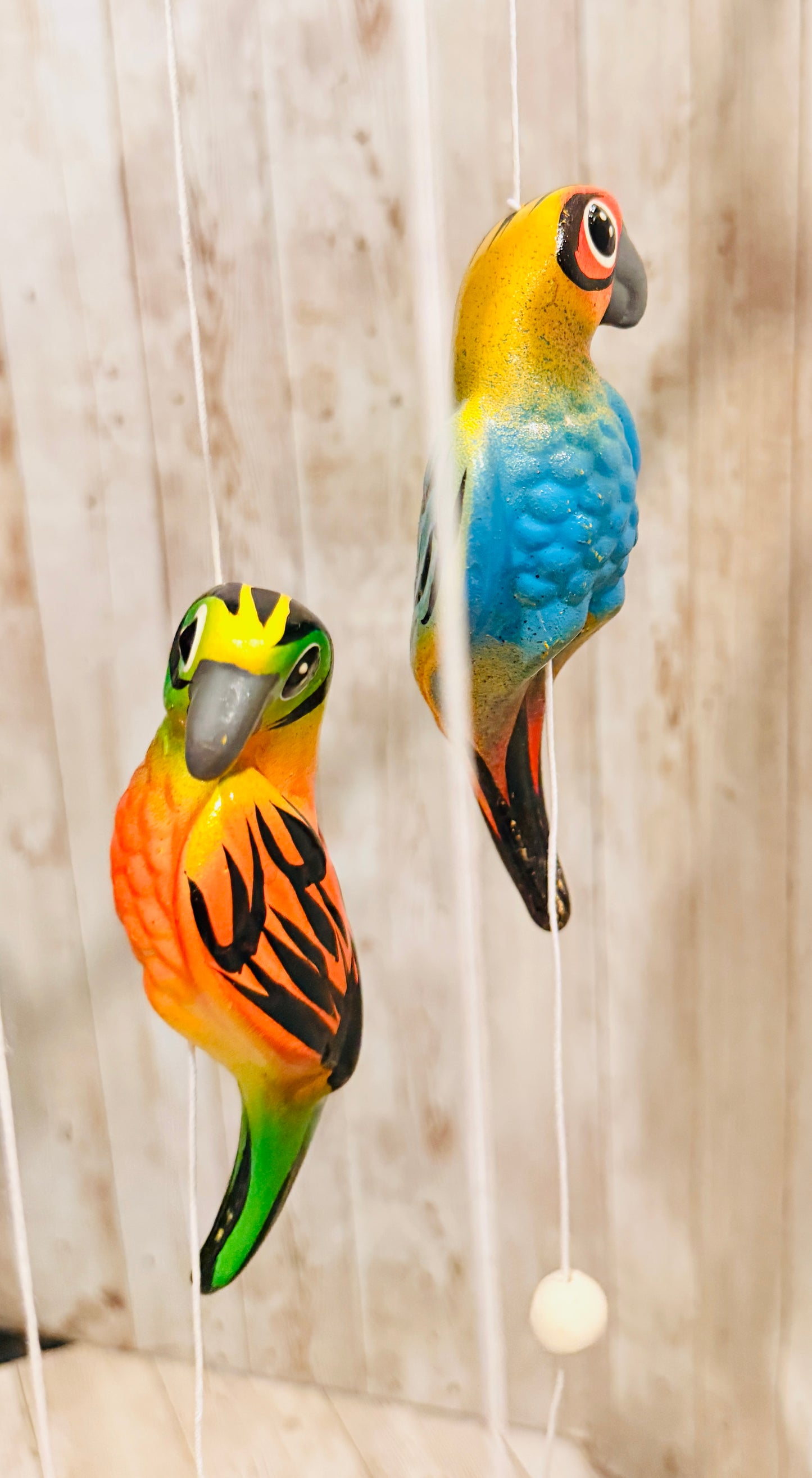 Mexican Ceramic Parrots Wind Chime Campana de Viento Mexicana de Cotorritoa