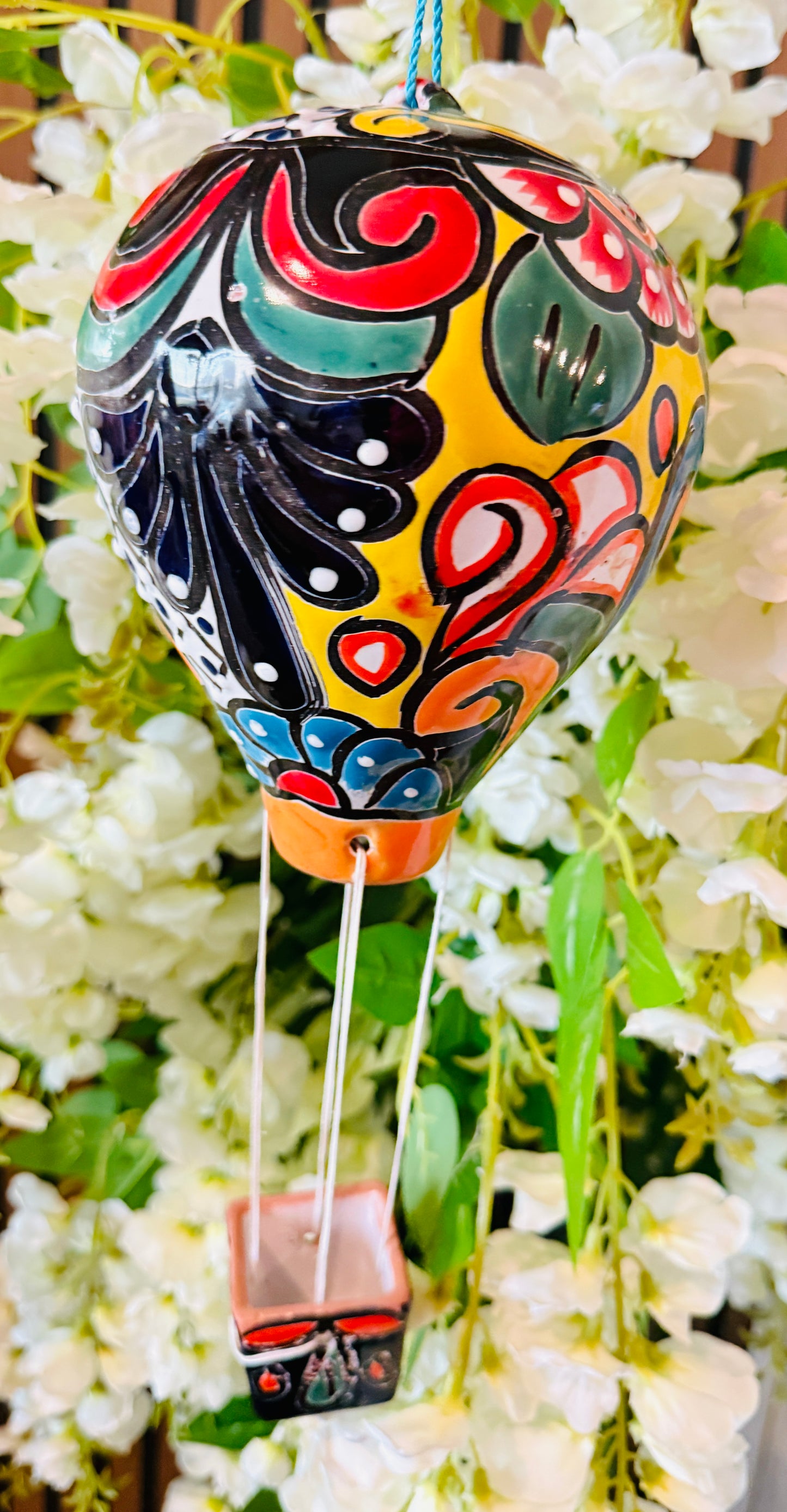 Mexican Talavera Hot Air Ballon Ceramic Hanging Decor Globo Aerostático Mexicano de Talavera Globo de Aire