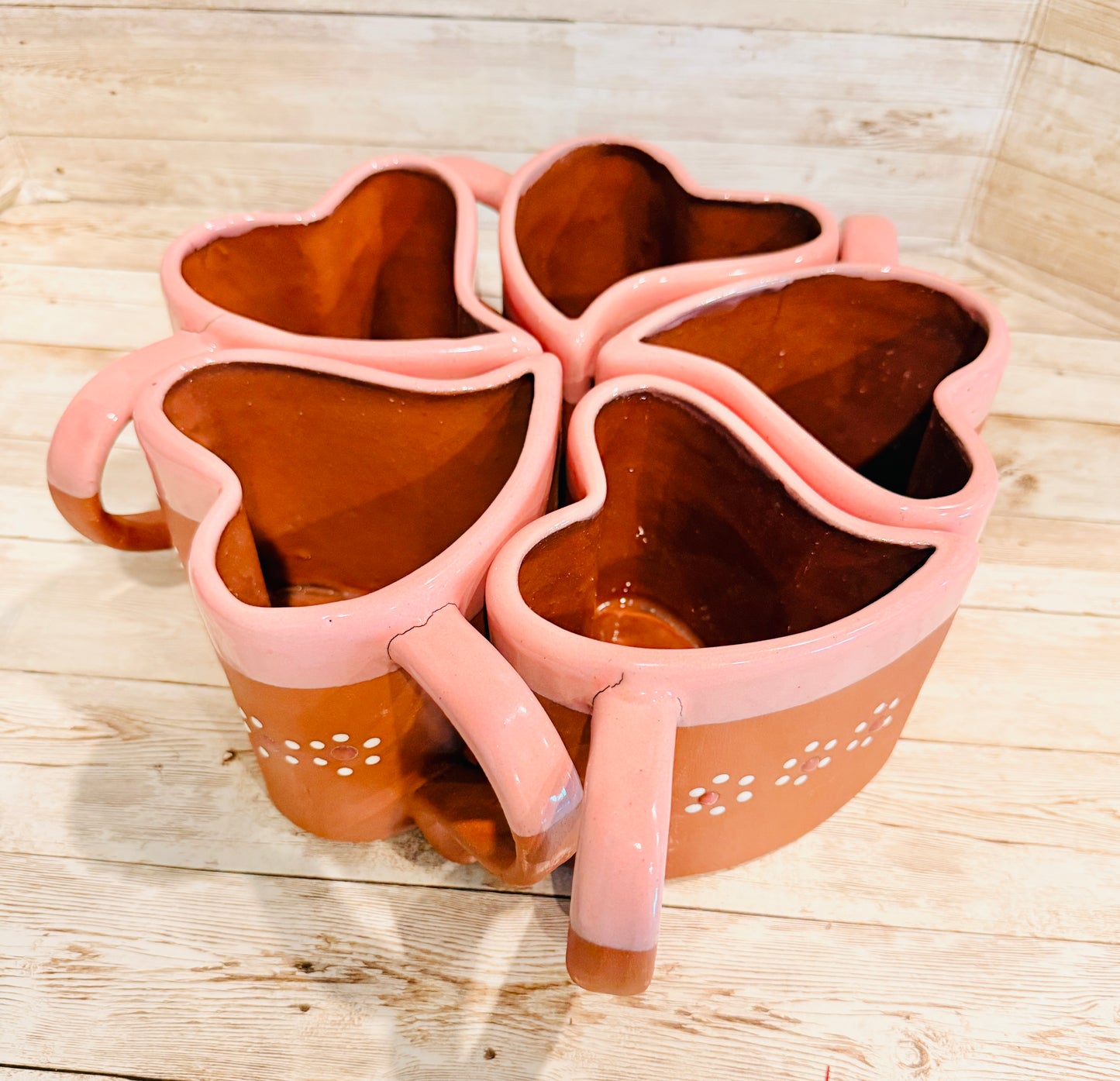 Tazas Forma Corazon de Barro Mexicano Mexican Terracota Heart Shaped Mugs