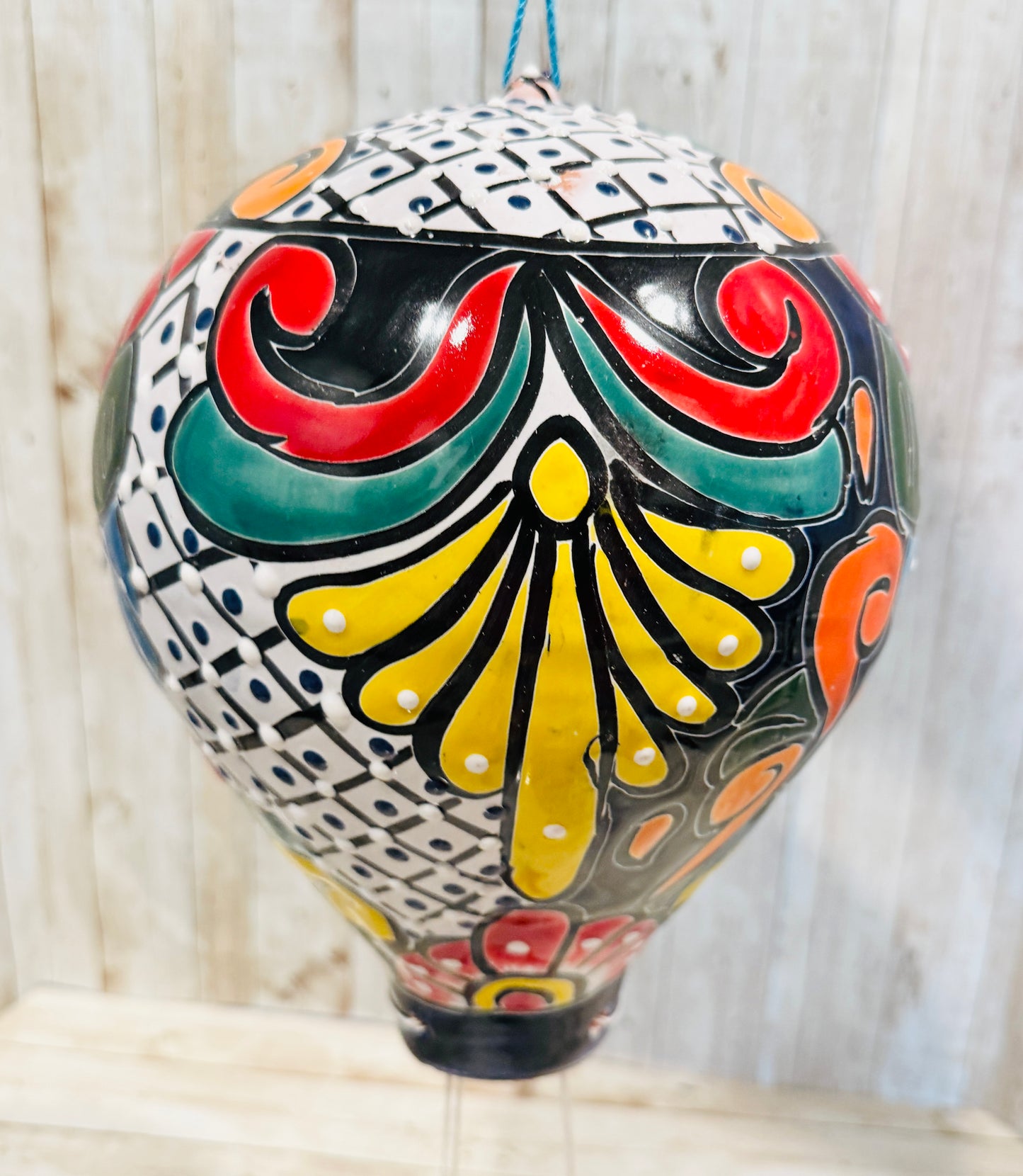 Mexican Talavera Hot Air Ballon Ceramic Hanging Decor Globo Aerostático Mexicano de Talavera Globo de Aire